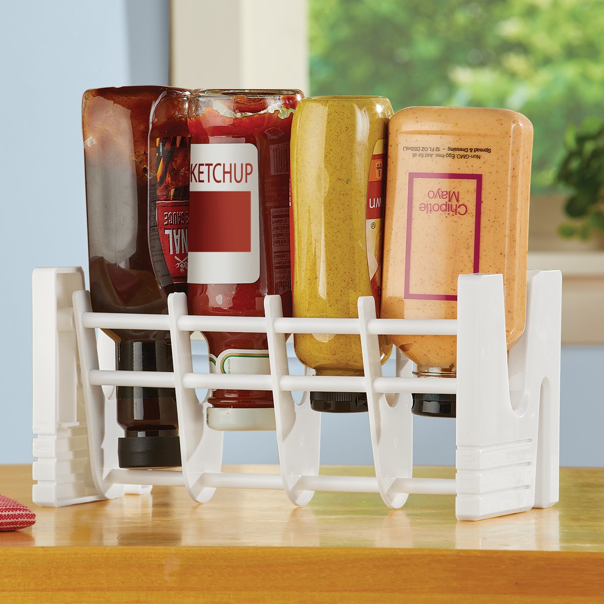 Condiment Saver Rack, Upside Down Bottle Holder Collections Etc.