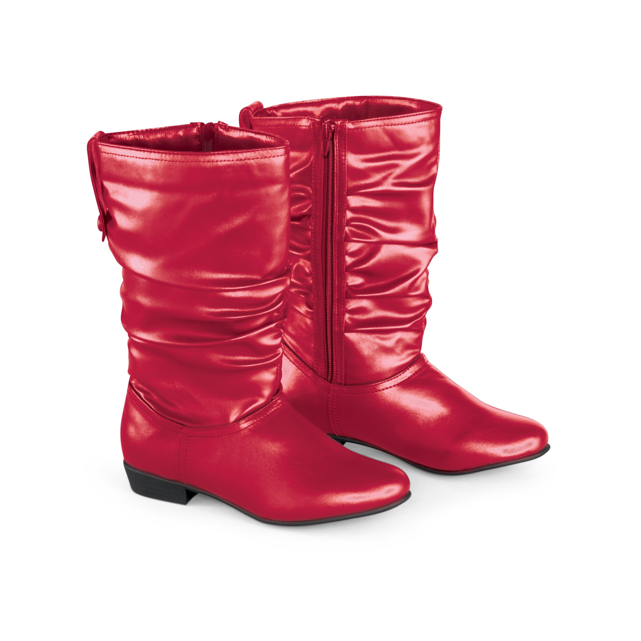 Faux Leather Scrunch Calf Boots - Wide Width 7 Men Pointed Burgundy