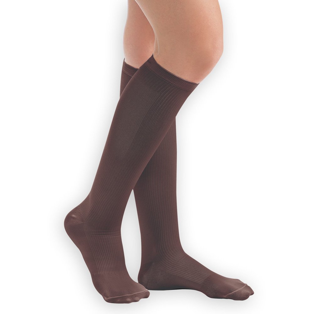 Women's Compression Socks, Firm 20-30 mmHg Brown X-Large, Brown, X-Large - Made in The USA