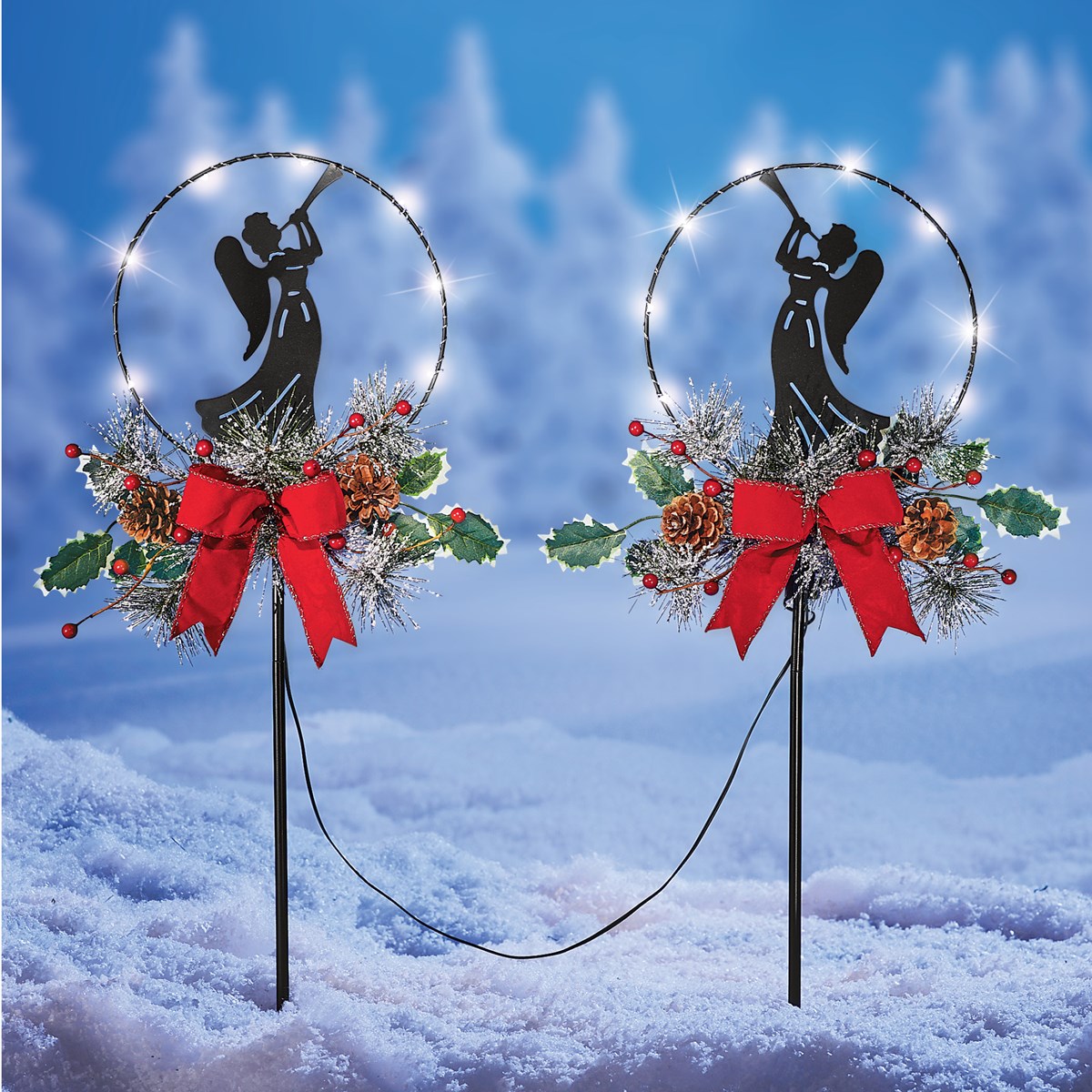 Solar Lighted Angels Christmas Garden Stake Decor | Collections Etc.