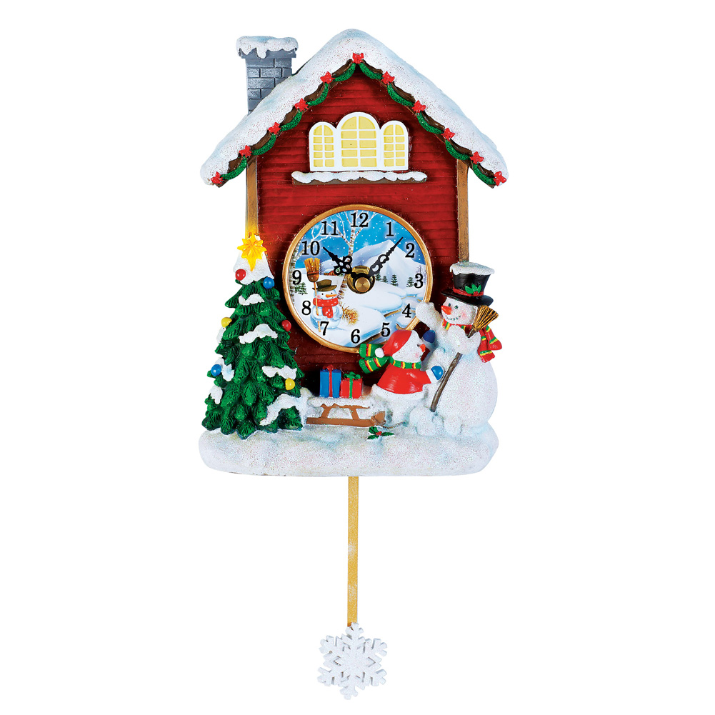 Musical Snowman and Light Up Tree Wall Clock 6 X 3 X 13