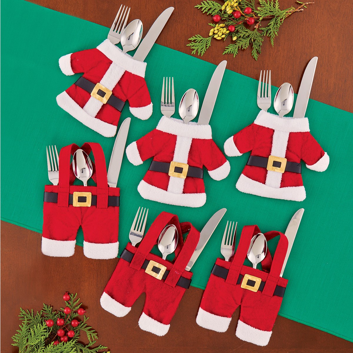 Santa Flatware Holders Set of 6 Collections Etc.