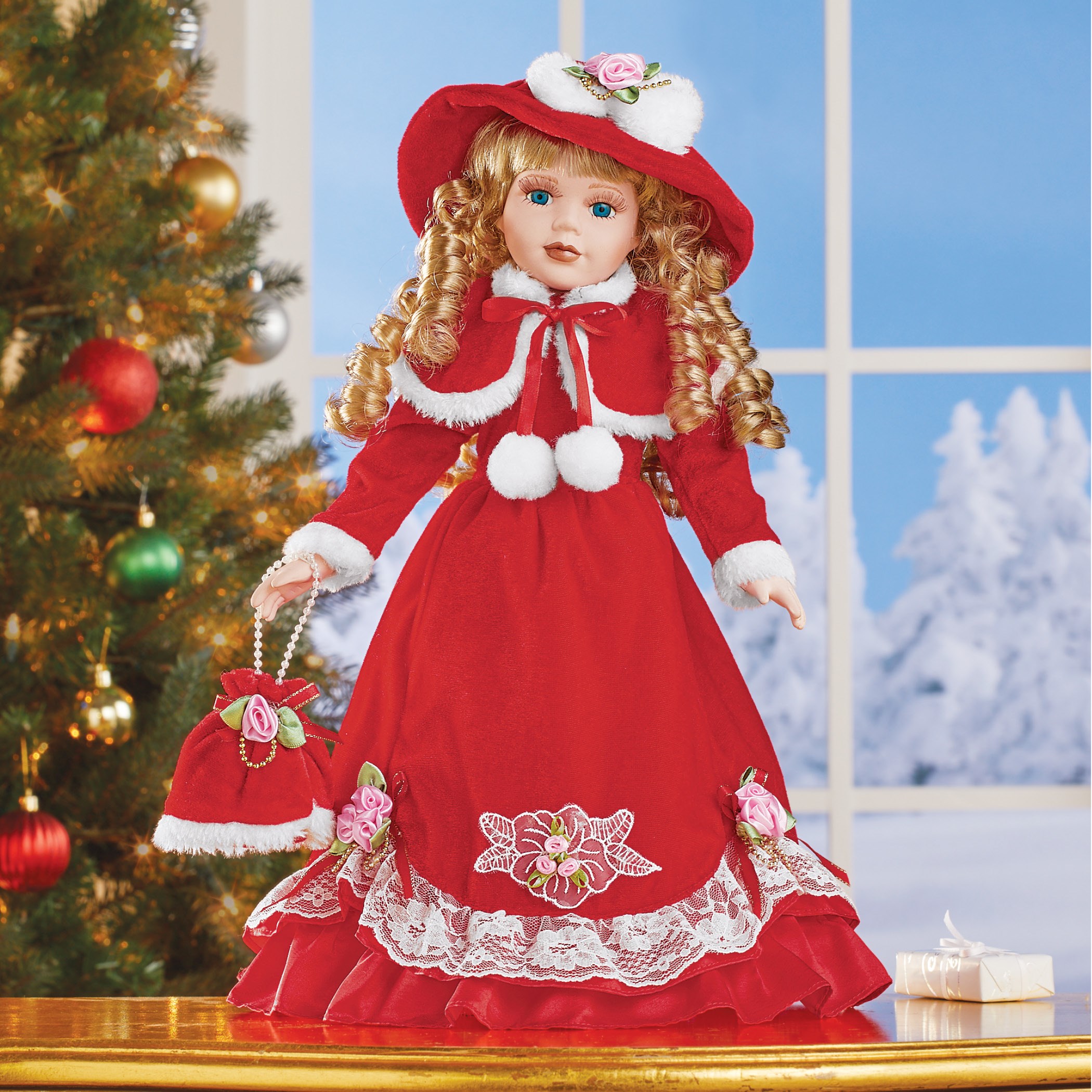 Winter Grace Holiday Porcelain Doll  Collections Etc.