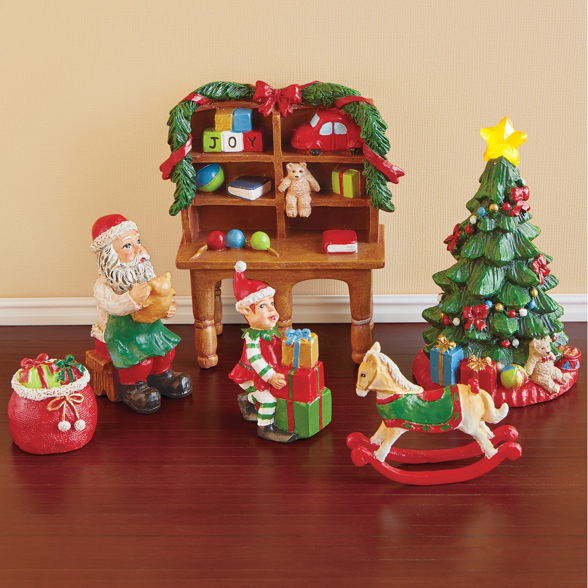 Miniature Santa's Tabletop Decor, 6 Pc Collections Etc.
