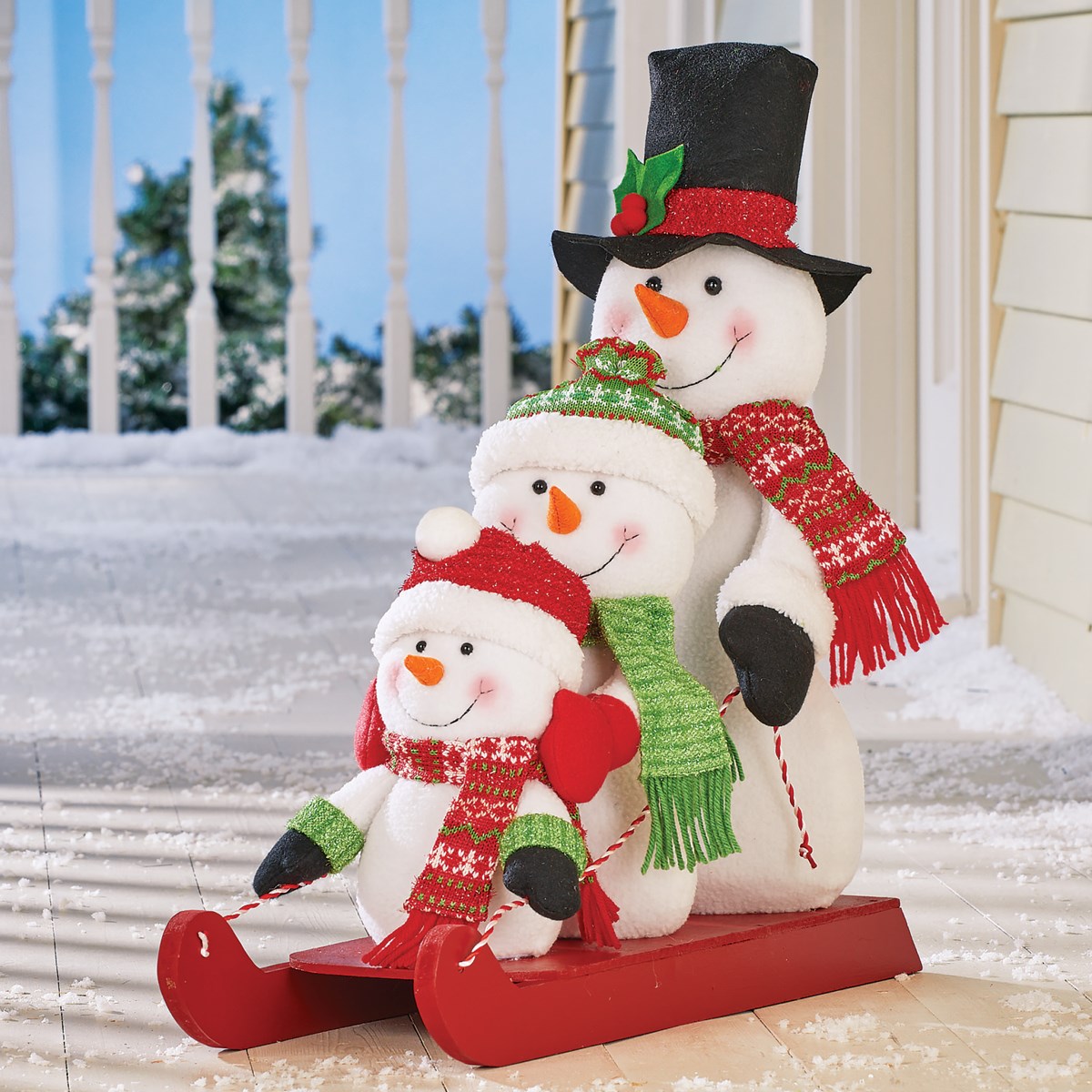 Snowman Family Sleigh Winter Decoration Collections Etc.