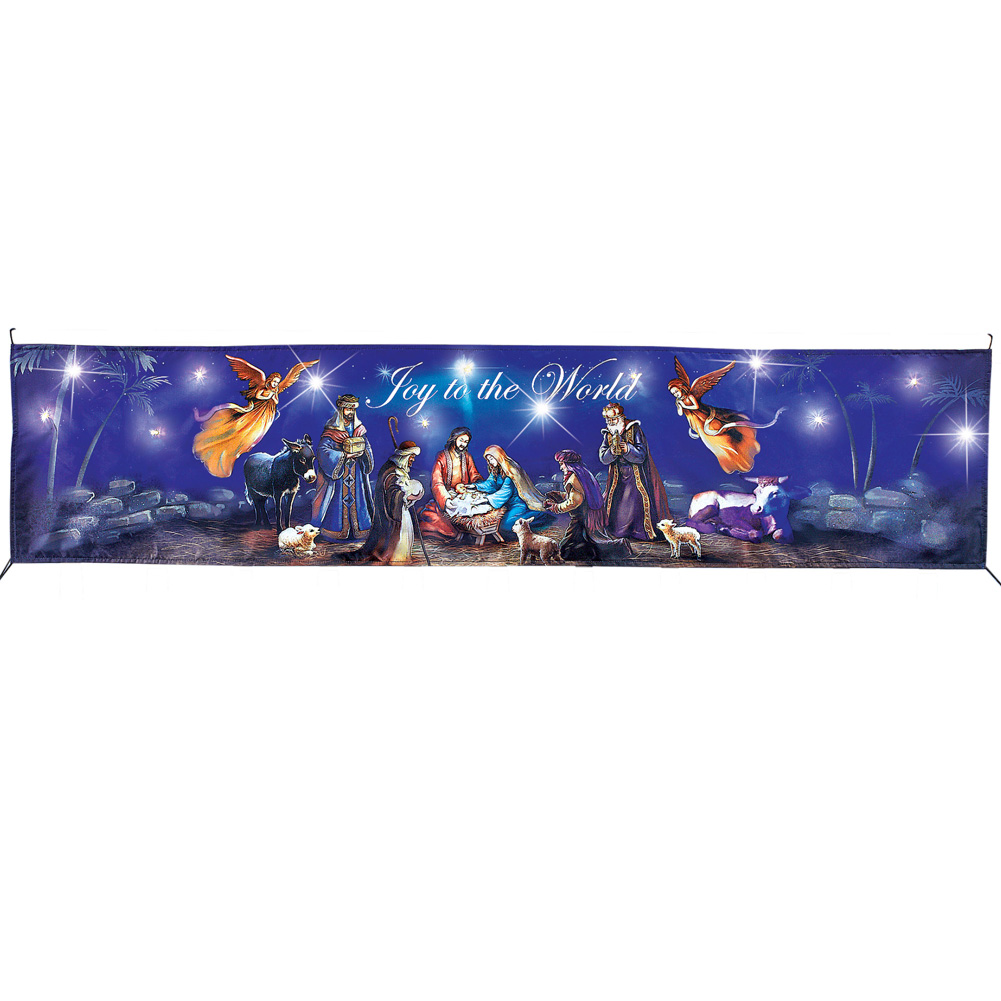 Lighted Nativity Banner Holy Night Decoration