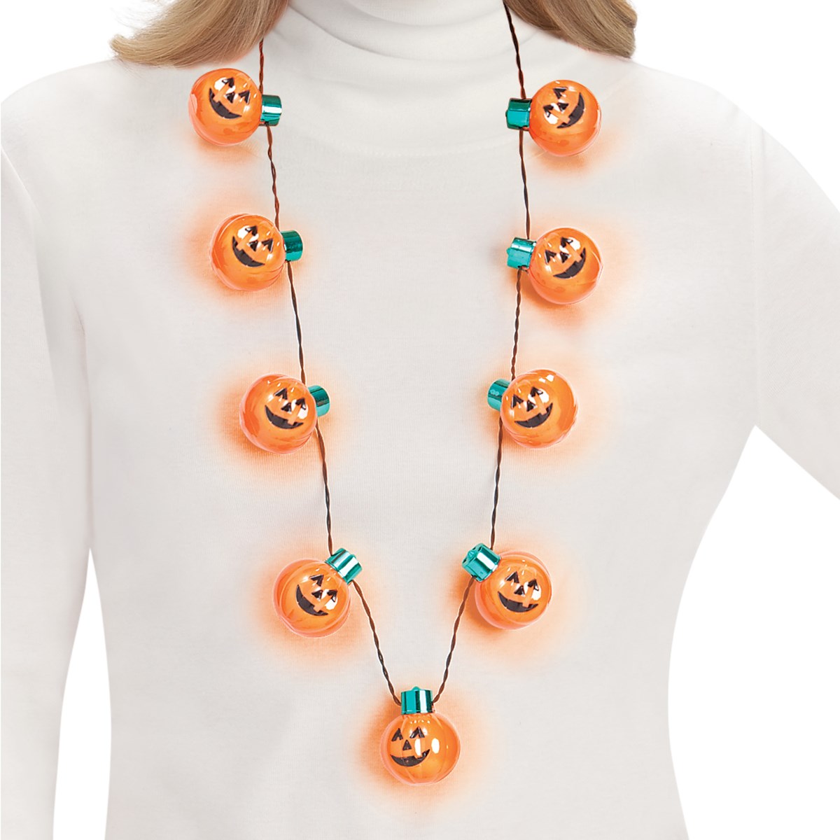 Jumbo Pumpkin Light Up Halloween Necklace Collections Etc.