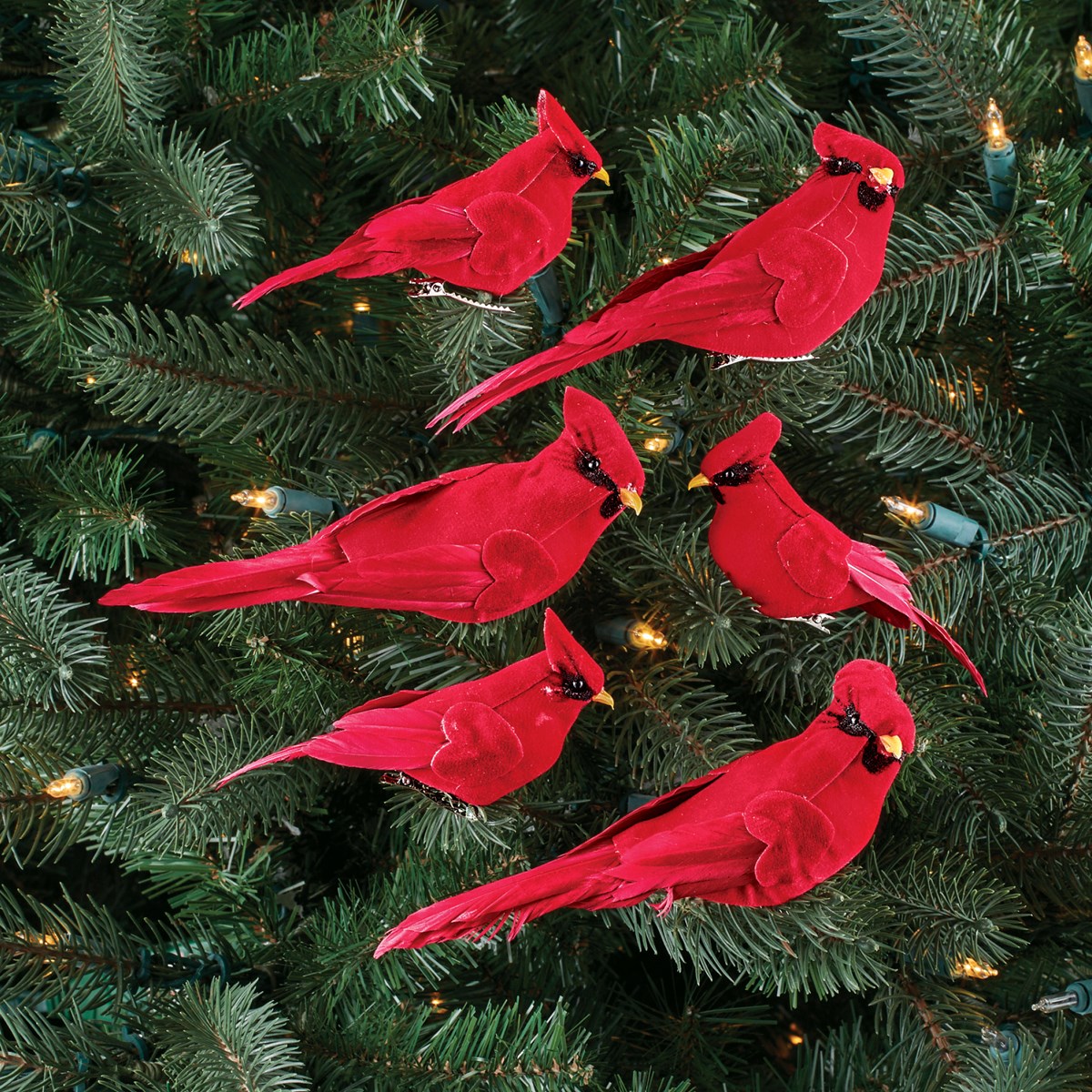 Cardinal ClipOn Ornaments Winter Decoration, 6 Pc Collections Etc.