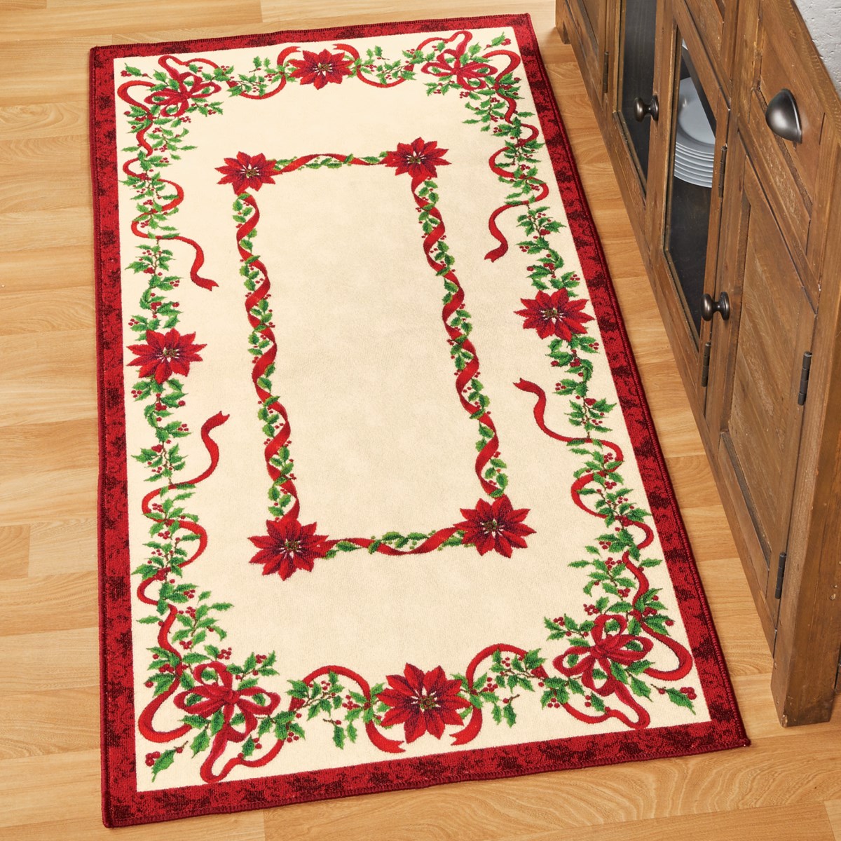 Poinsettia & Holly Berry Holiday Accent Rug Collections Etc.