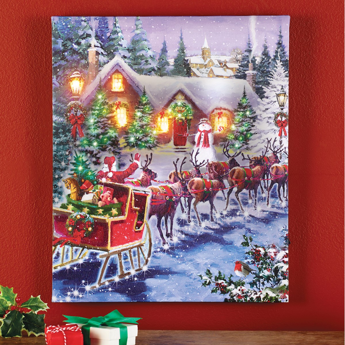 Lighted Santa's Sleigh Canvas Wall Art Collections Etc.
