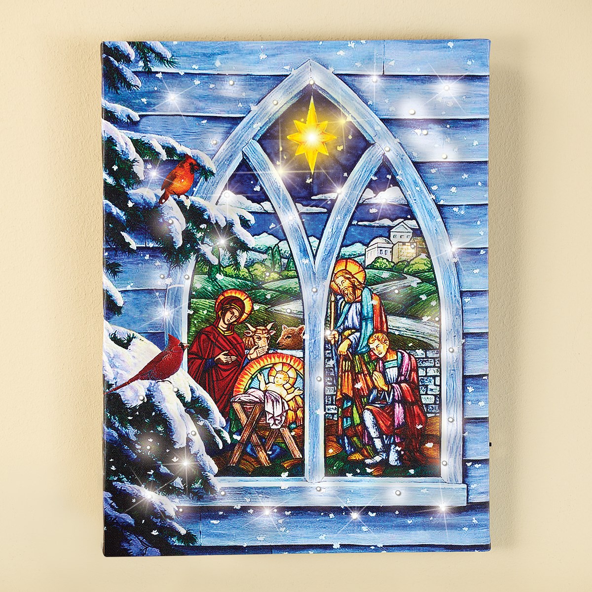 Lighted Nativity Window Canvas Wall Art Collections Etc.