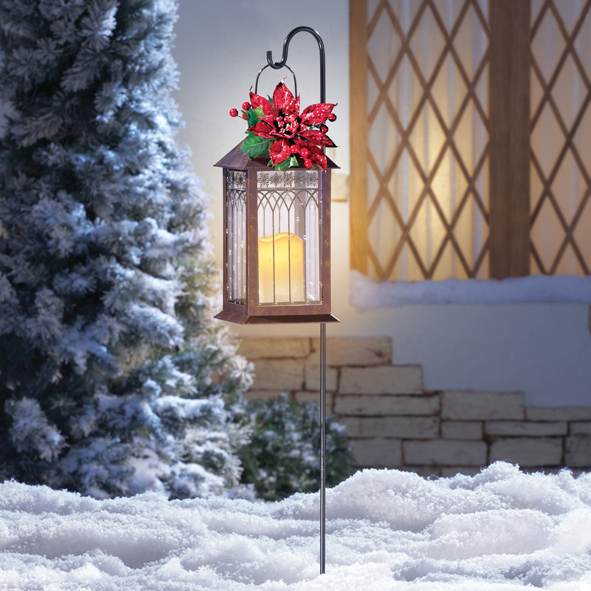 Solar Christmas Lantern with Hanging Hook Post Collections Etc.