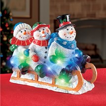 Light Up Sledding Snowmen Tabletop Decoration