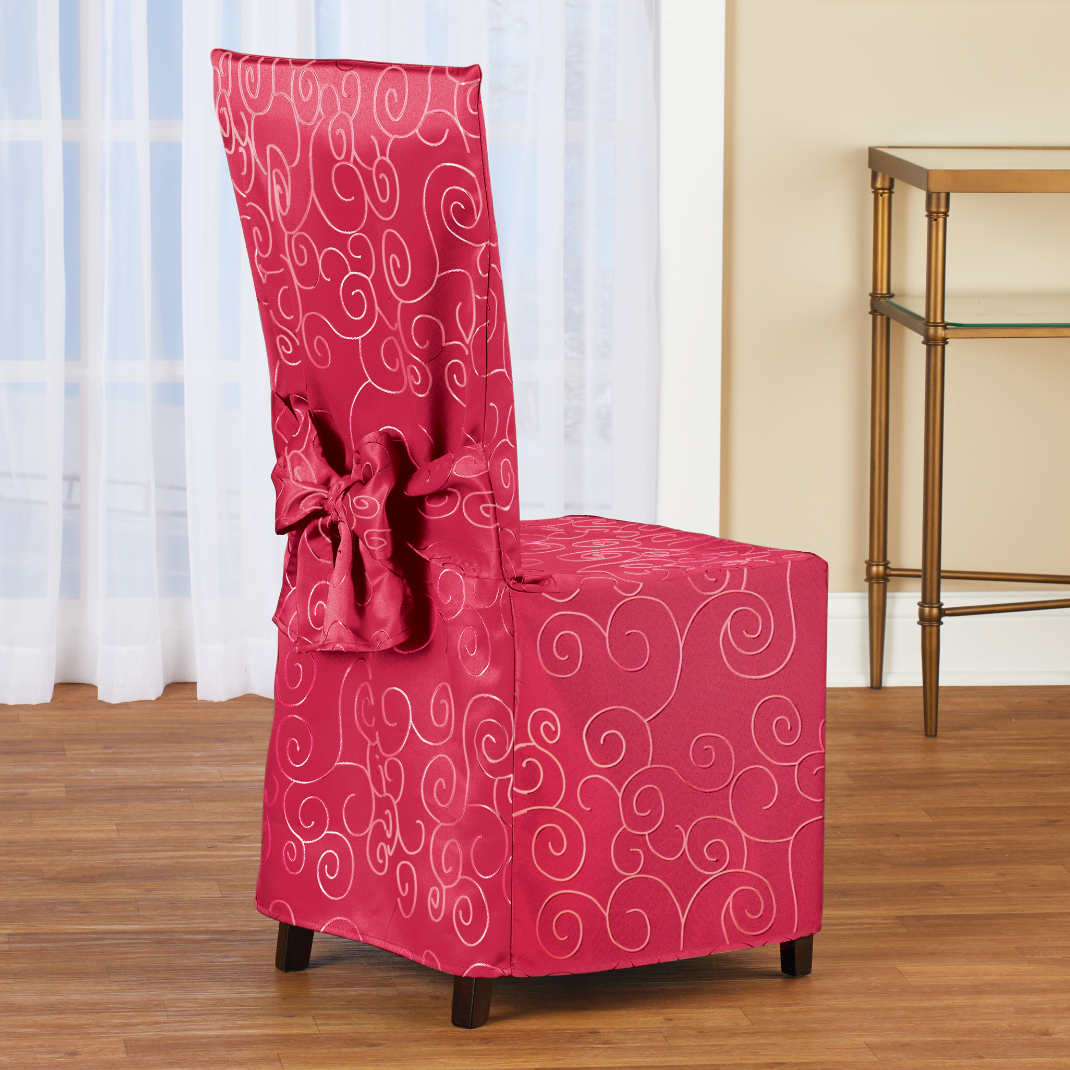 Scroll Patterned Elegant Dining Chair Cover