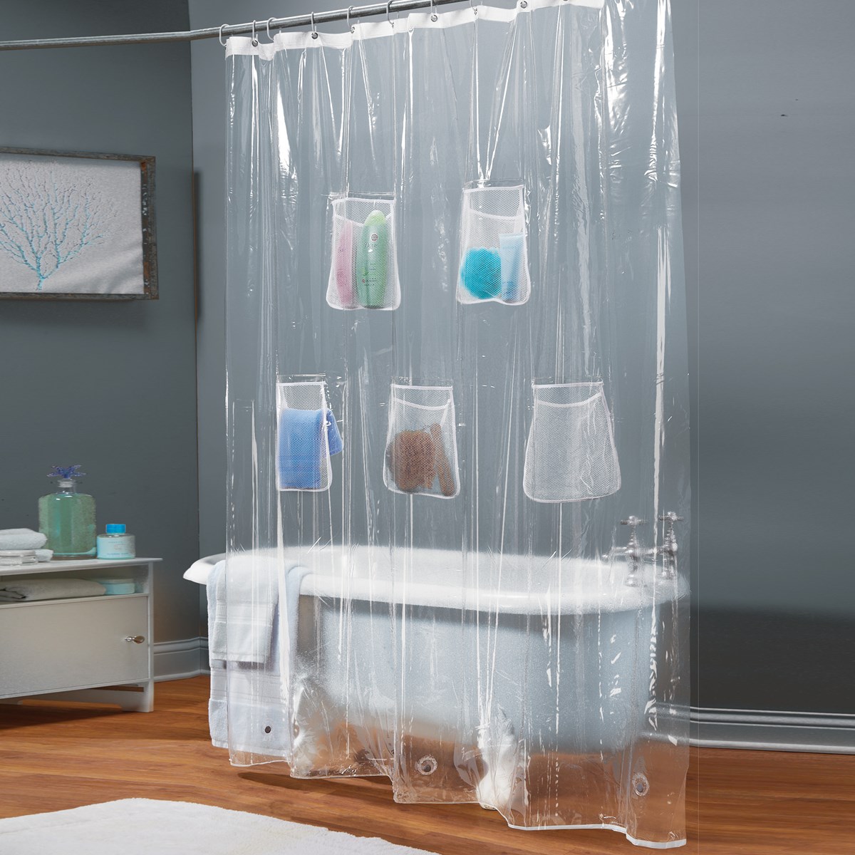 Storage Mesh Pocket Shower Liner Collections Etc.