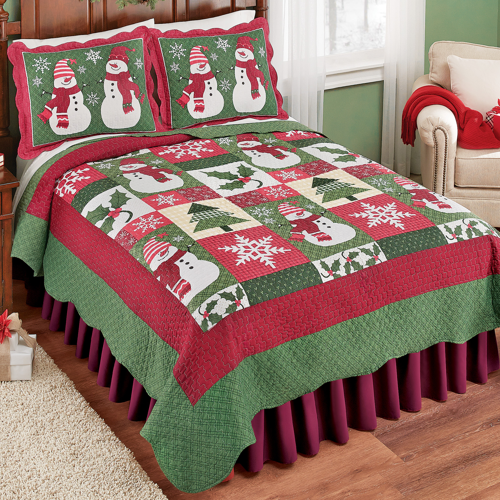 Festive Snowmen Patchwork Quilt Collections Etc