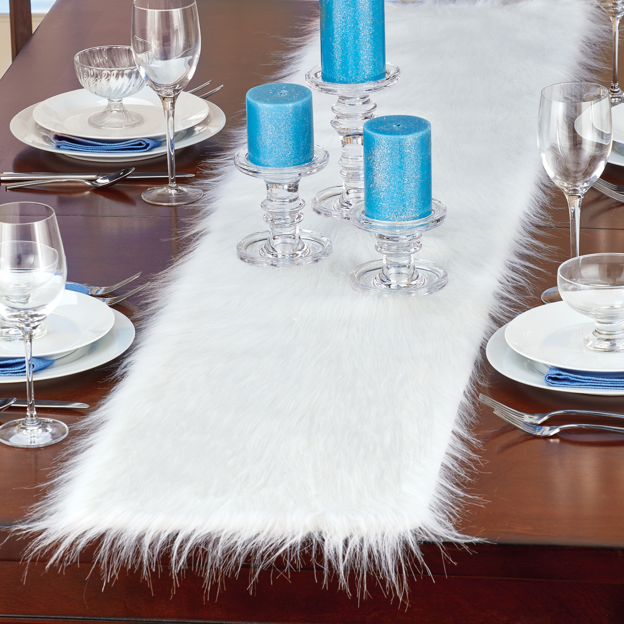 Elegant Winter Faux Fur Table Runner Collections Etc Elegant Winter Faux Fur Table Runner