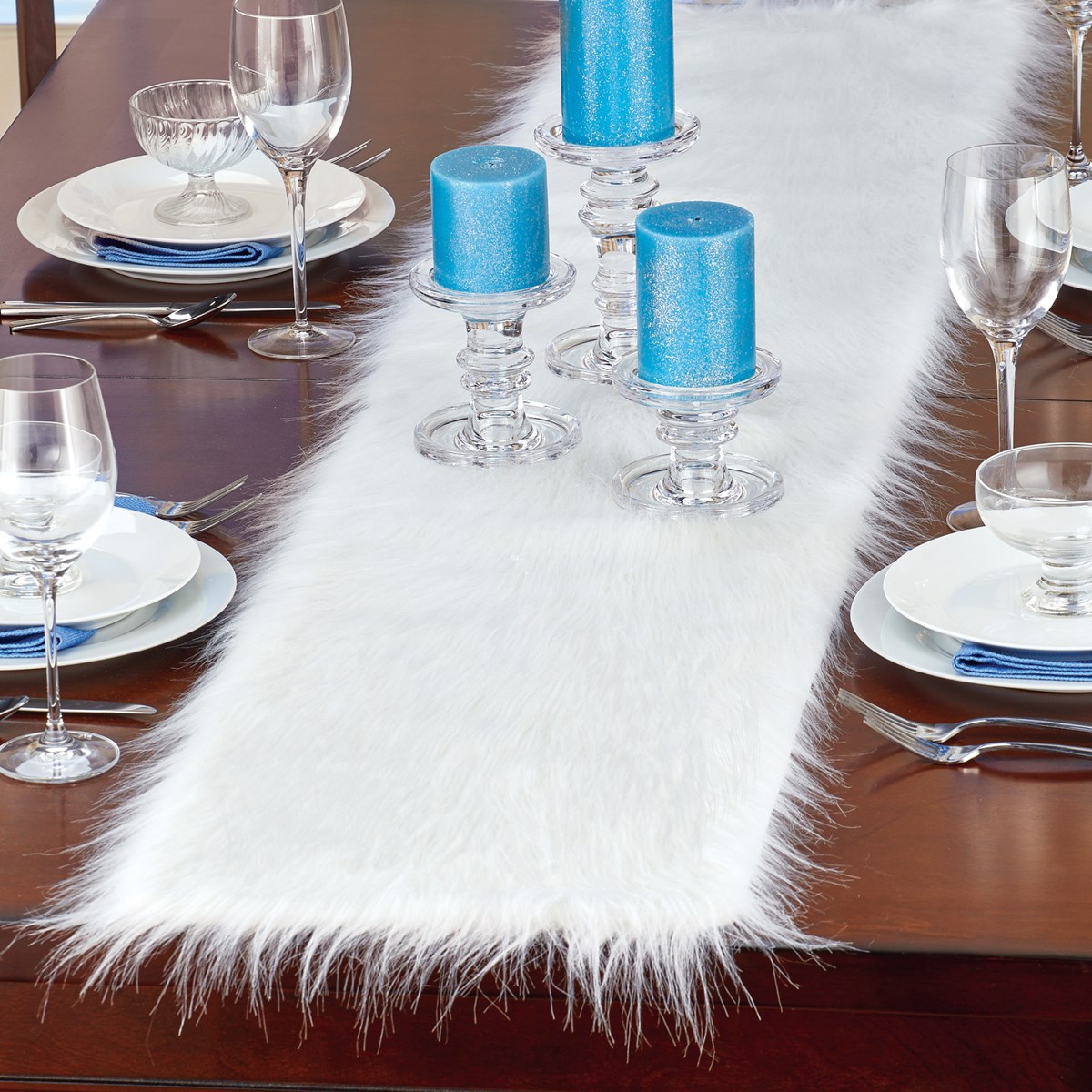 Elegant Winter Faux Fur Table Runner Collections Etc.