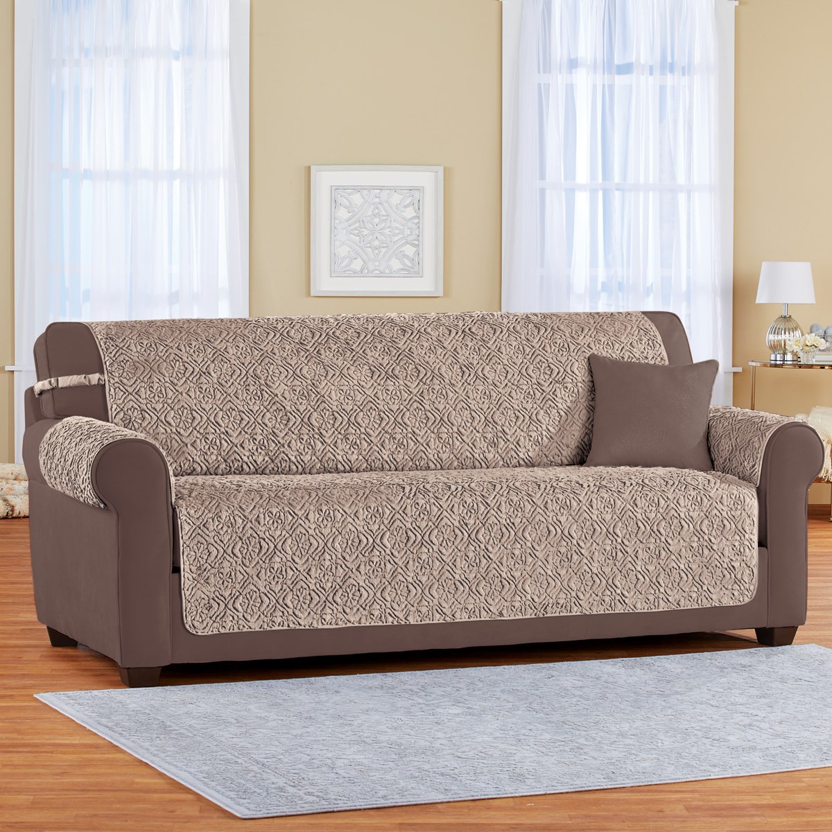 Textured Floret Faux Fur Furniture Cover Protector Collections Etc.