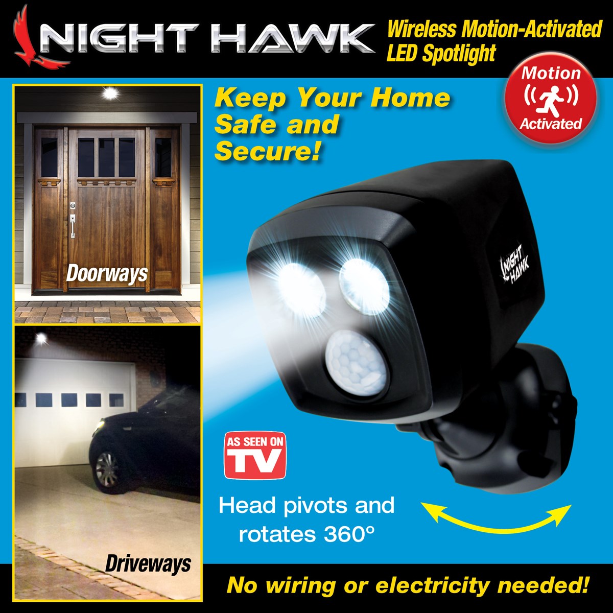 Night Hawk Motion Activated Outdoor Security Light Collections Etc.