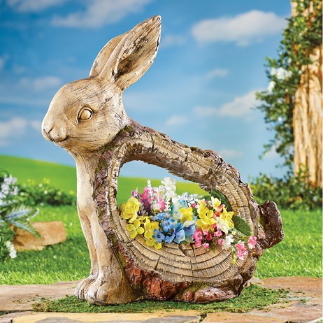 Rabbit Garden Animal Statue With Planter Collections Etc