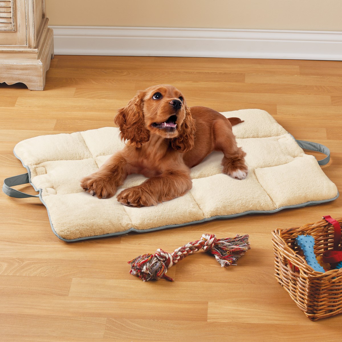 Plush Dog Travel Mat with Elastic Straps Collections Etc.