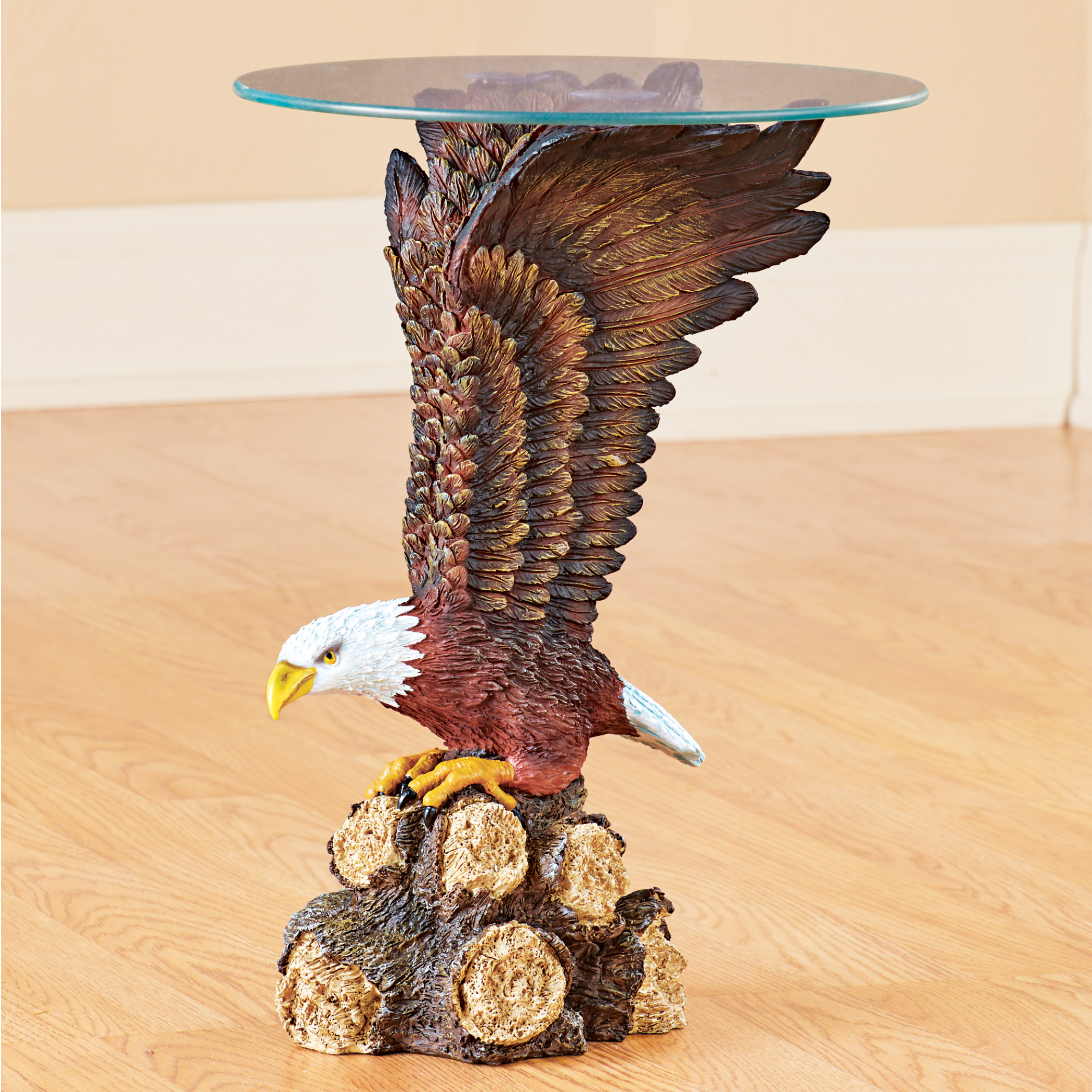 Sculpture Glass Top Accent Tables