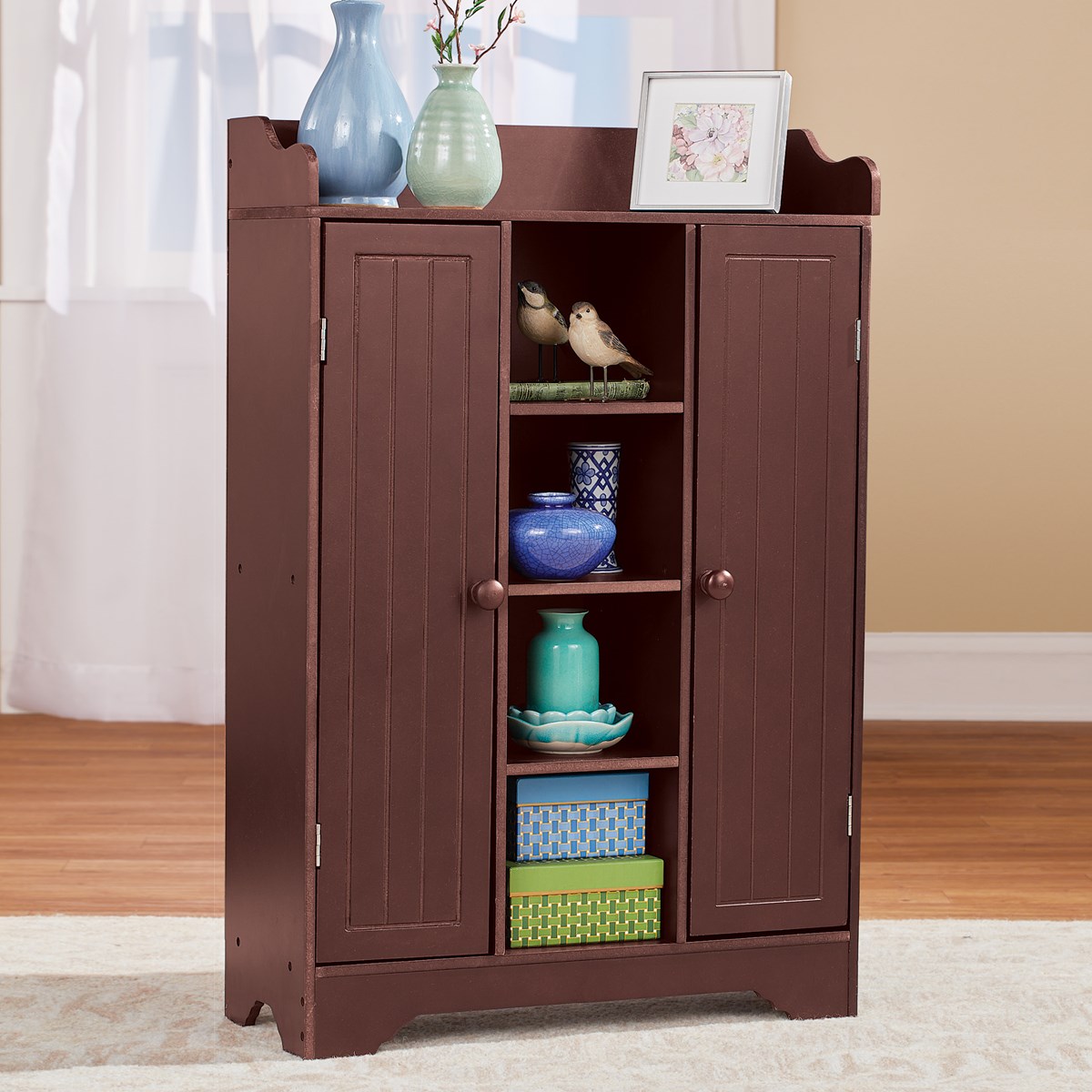 Dark Wood Storage and Display Center Collections Etc.