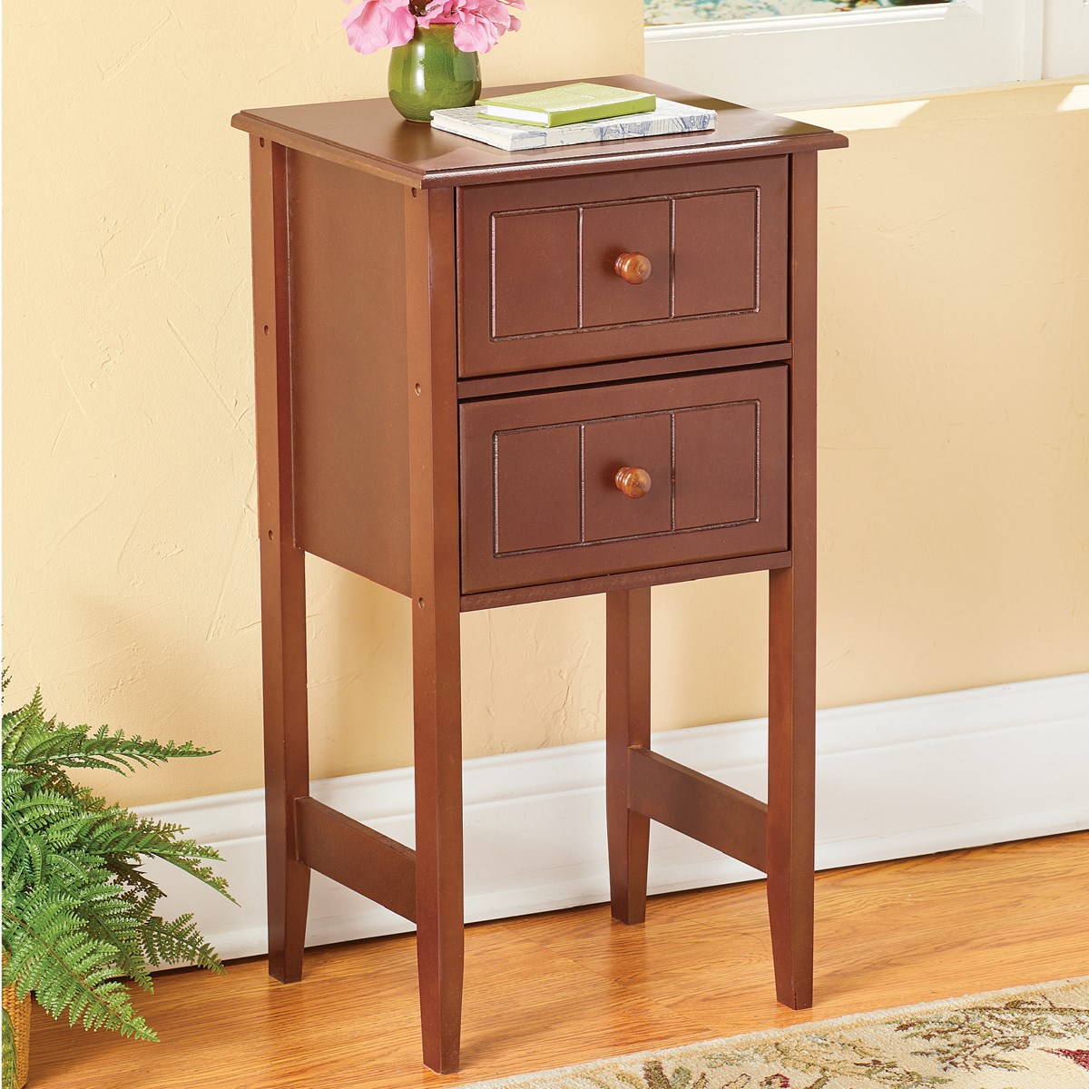 Vintage Wooden TwoDrawer Side Table Collections Etc.