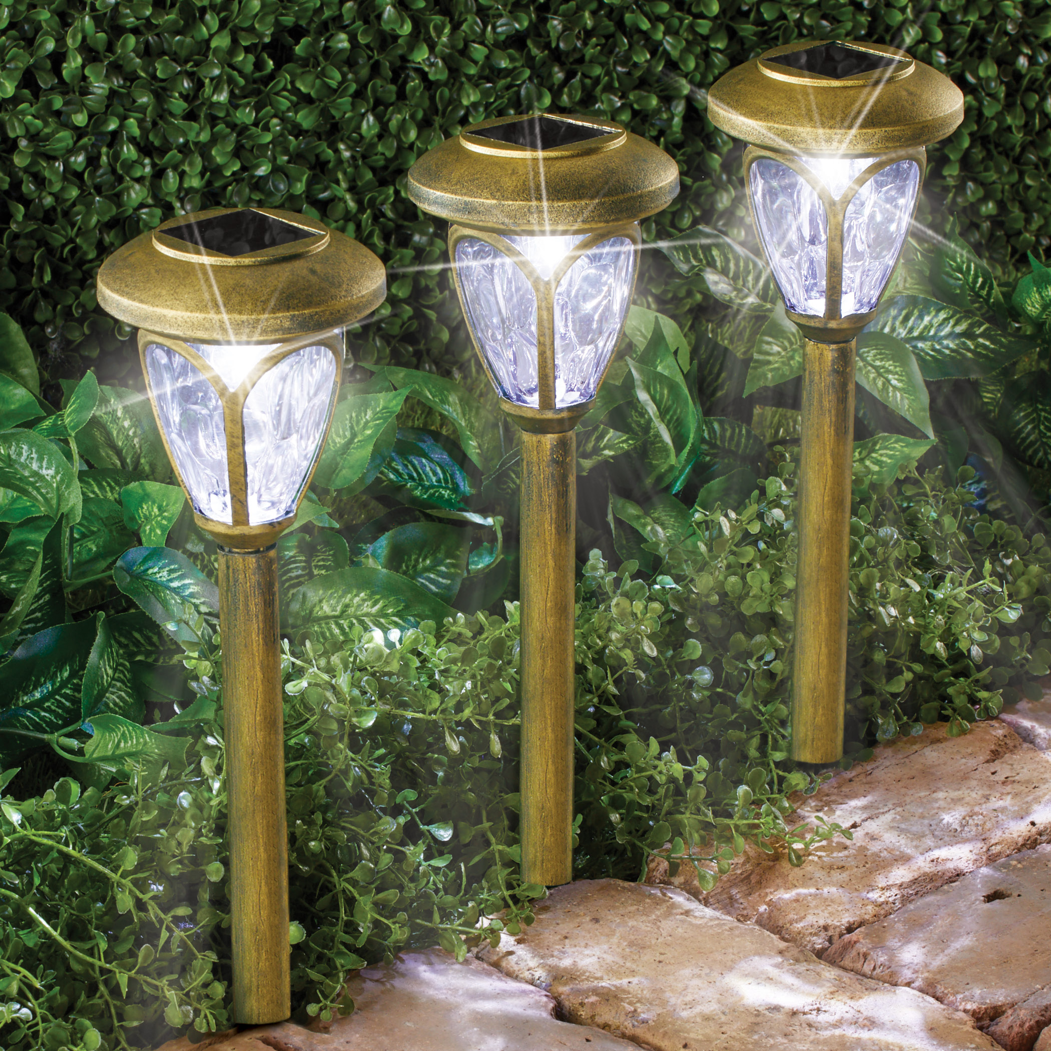 Rustic Bronze Solar Pathway Lights Set Of 3 Collections Etc Rustic Bronze Solar Pathway Lights