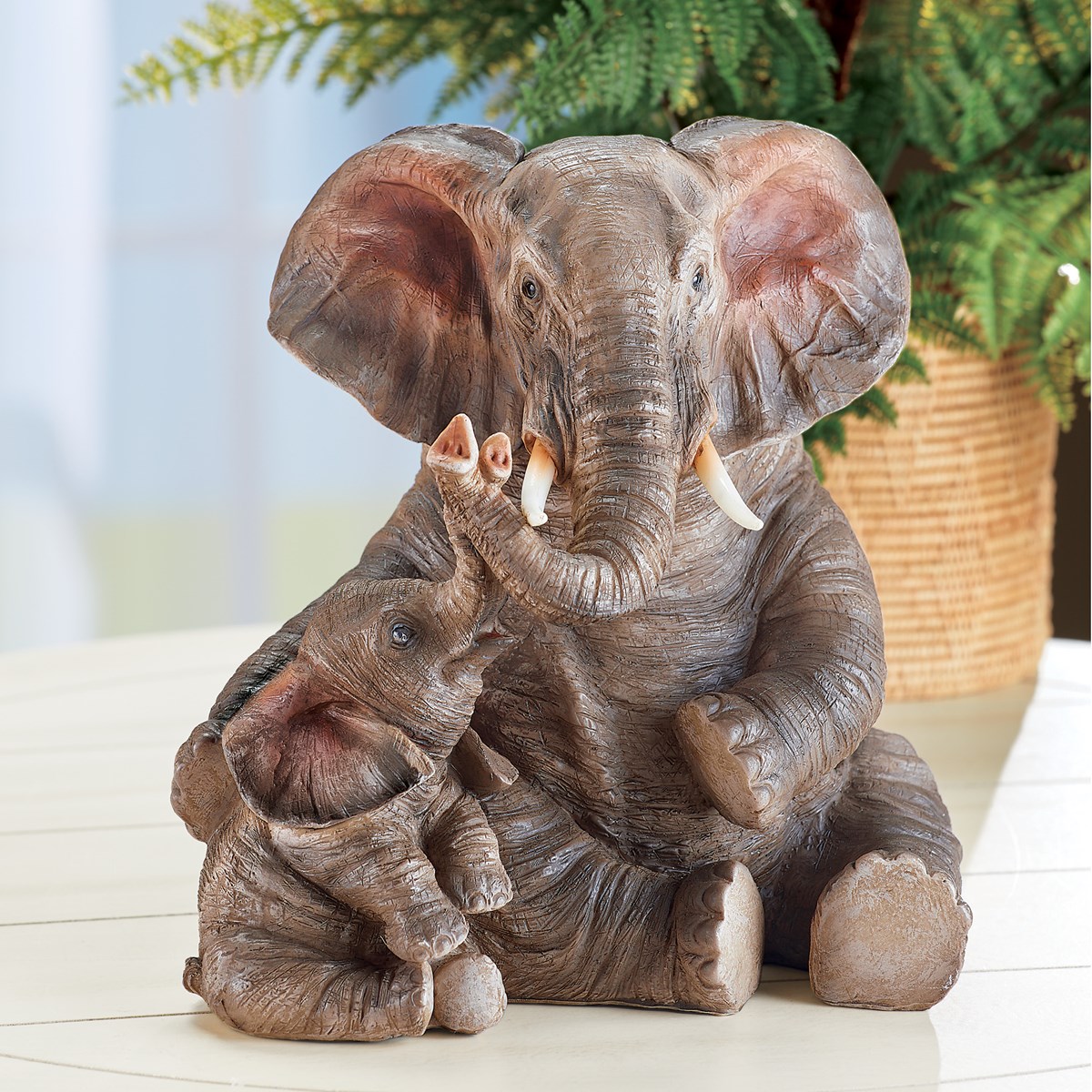 Mommy and Baby Elephant HandPainted Statue Collections Etc.