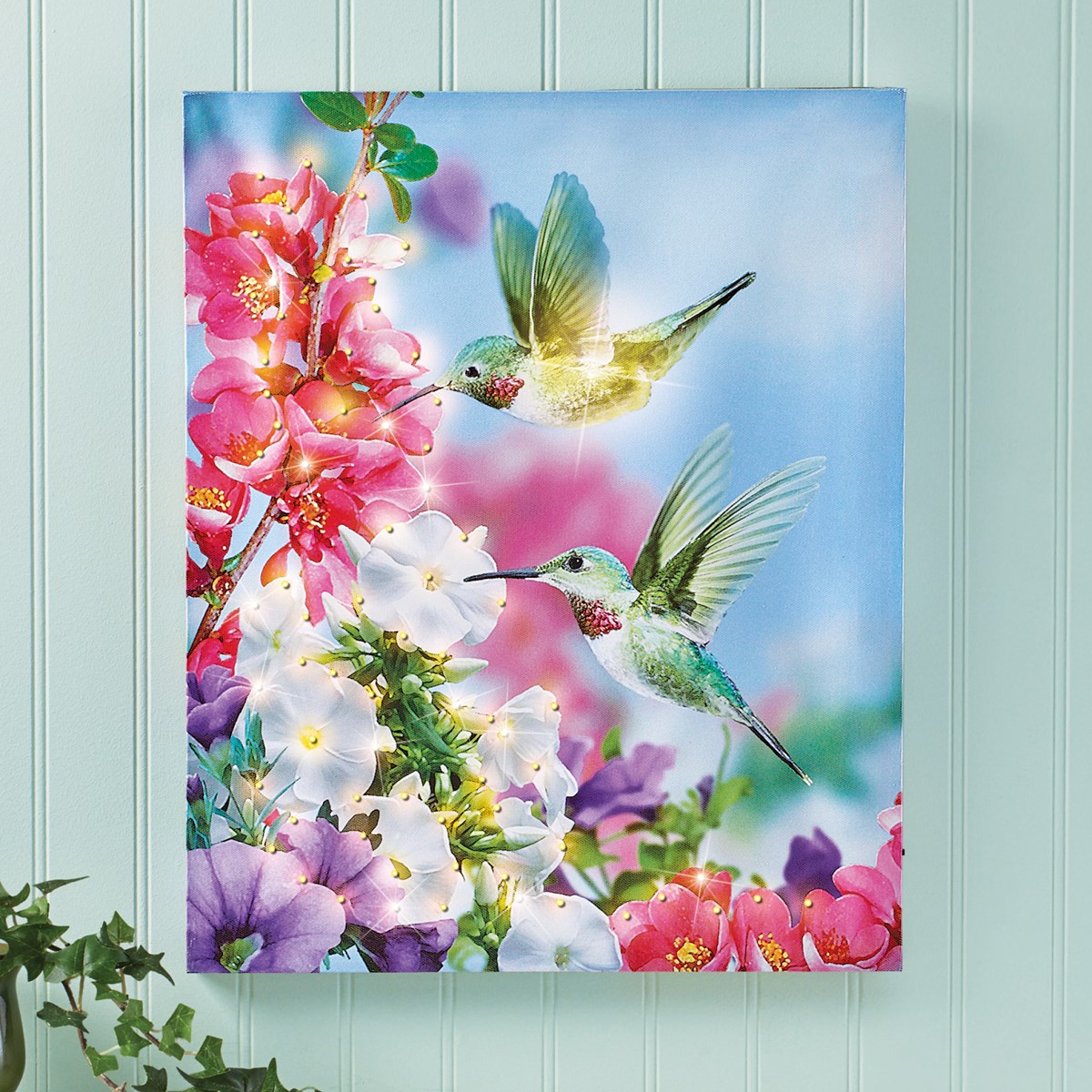 Lighted Floral Hummingbird Canvas Wall Art Collections Etc.