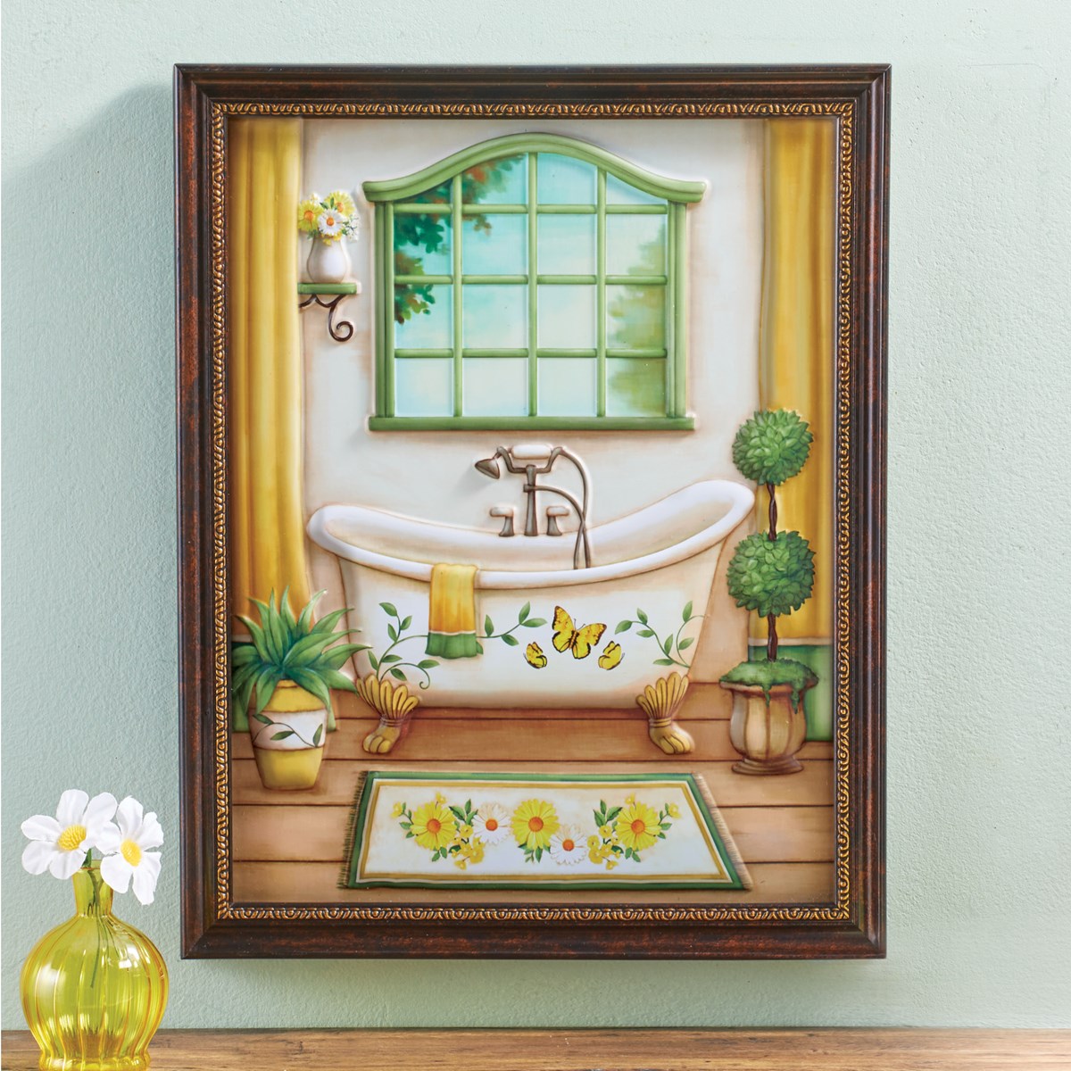3D Daisy and Butterfly Bathroom Wall Art Collections Etc.