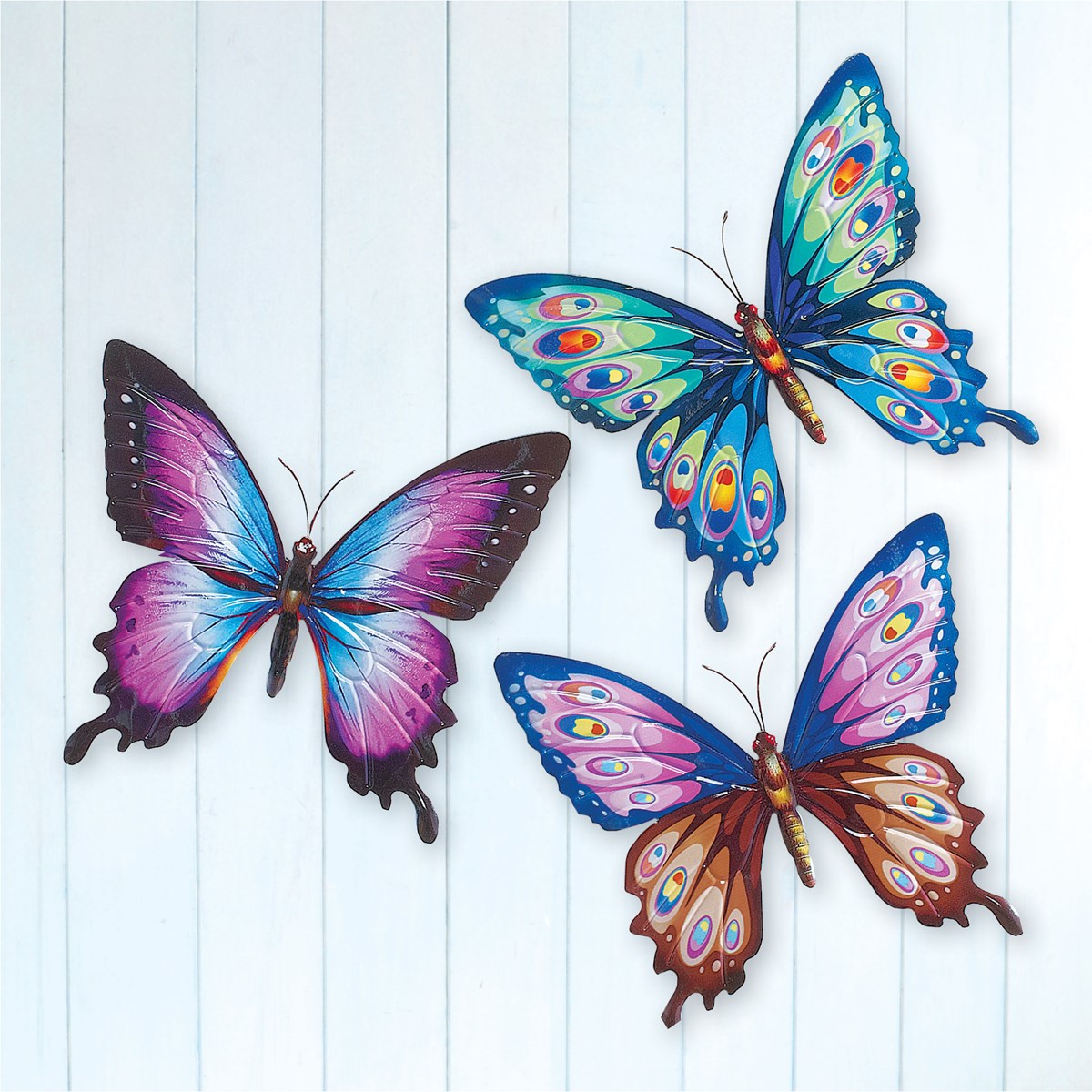 Colorful Butterfly Metal Wall Art Set of 3 Collections Etc.