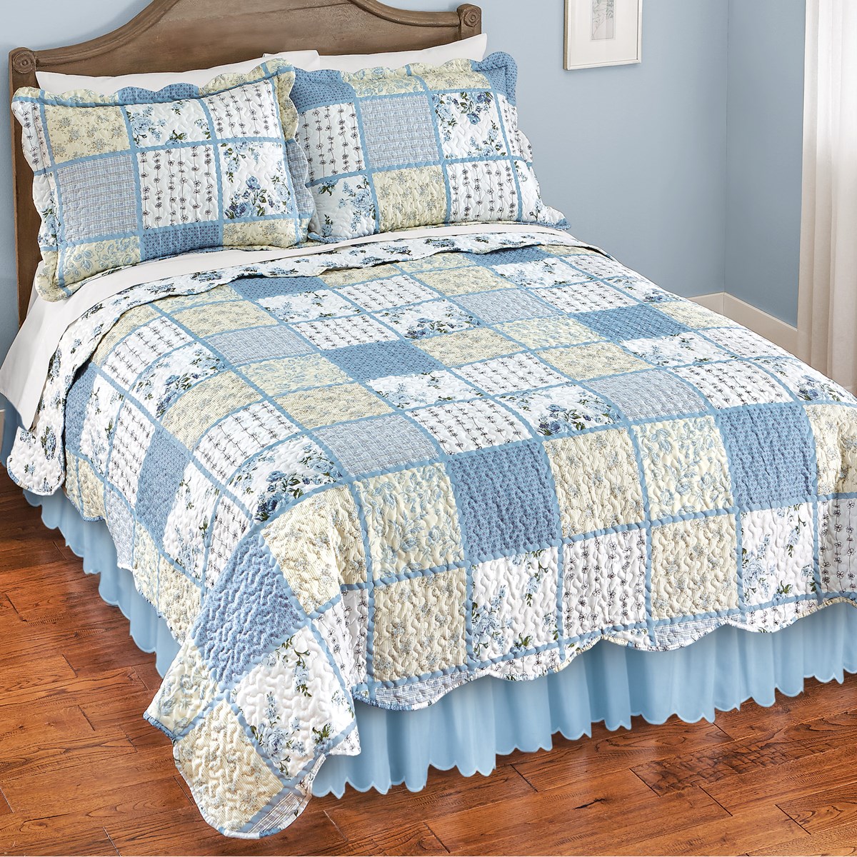 Willow Blue and Yellow Floral Patchwork Quilt Collections Etc.