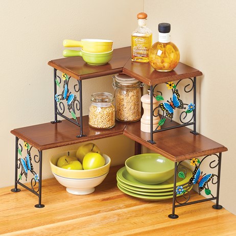 Kitchen Counter Corner Shelf With Erfly Design Collections Etc Kitchen Counter Corner Shelf With