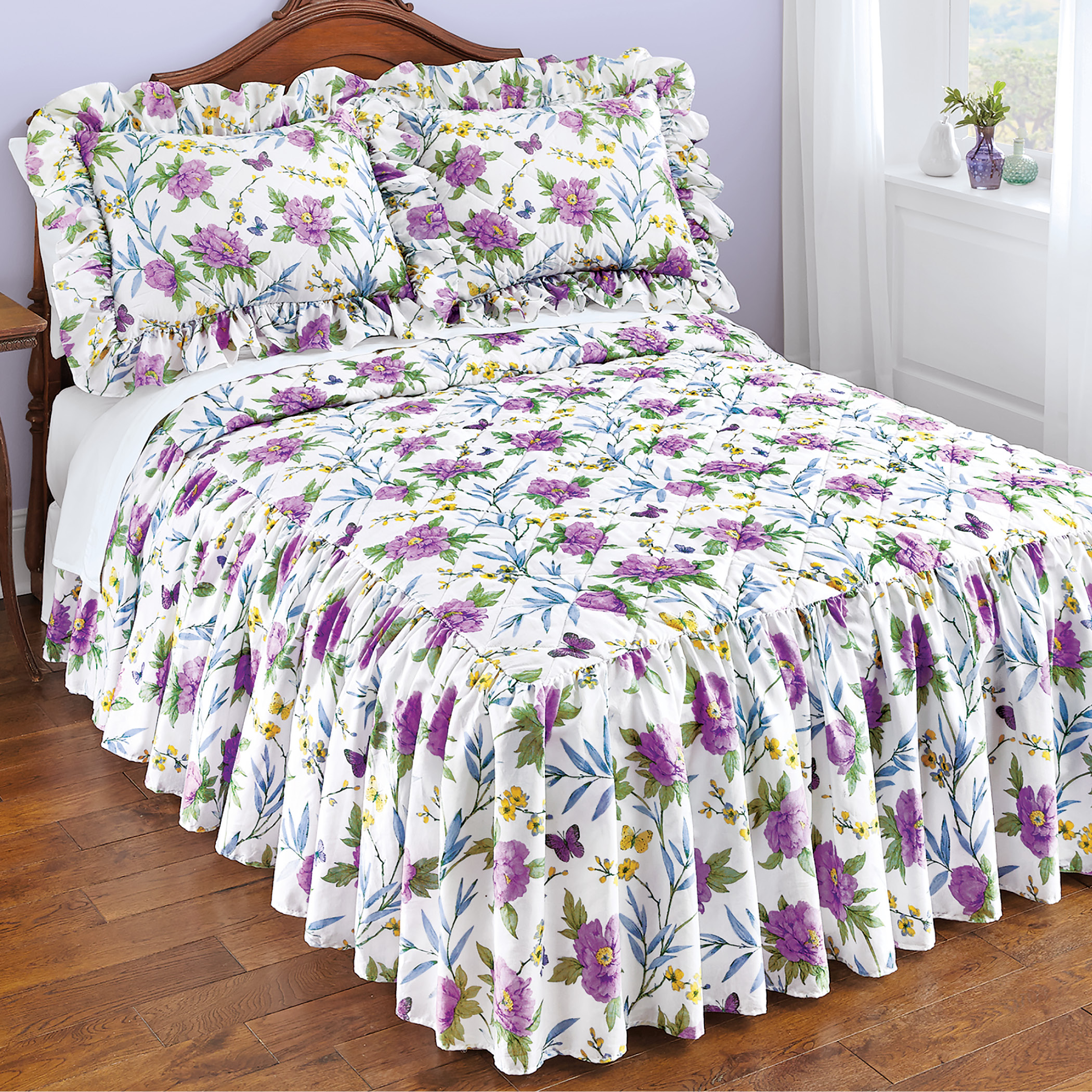 Marlena Lavender And Yellow Fl Bedspread