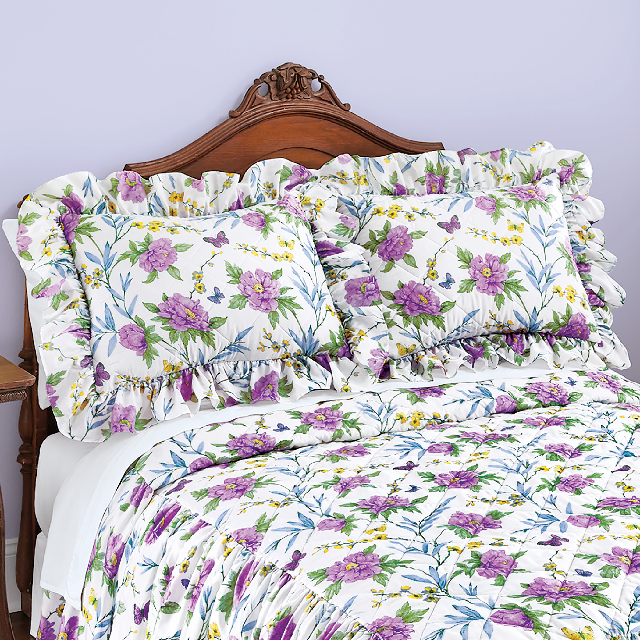 Marlena Lavender And Yellow Floral Pillow Shams Collections Etc