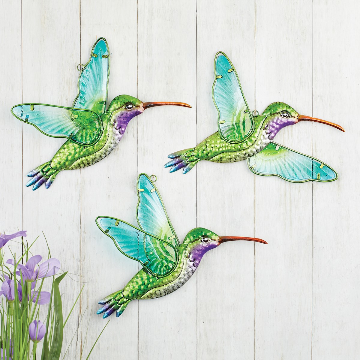 Glass Hummingbird Wall Art - Set of 3 | Collections Etc.