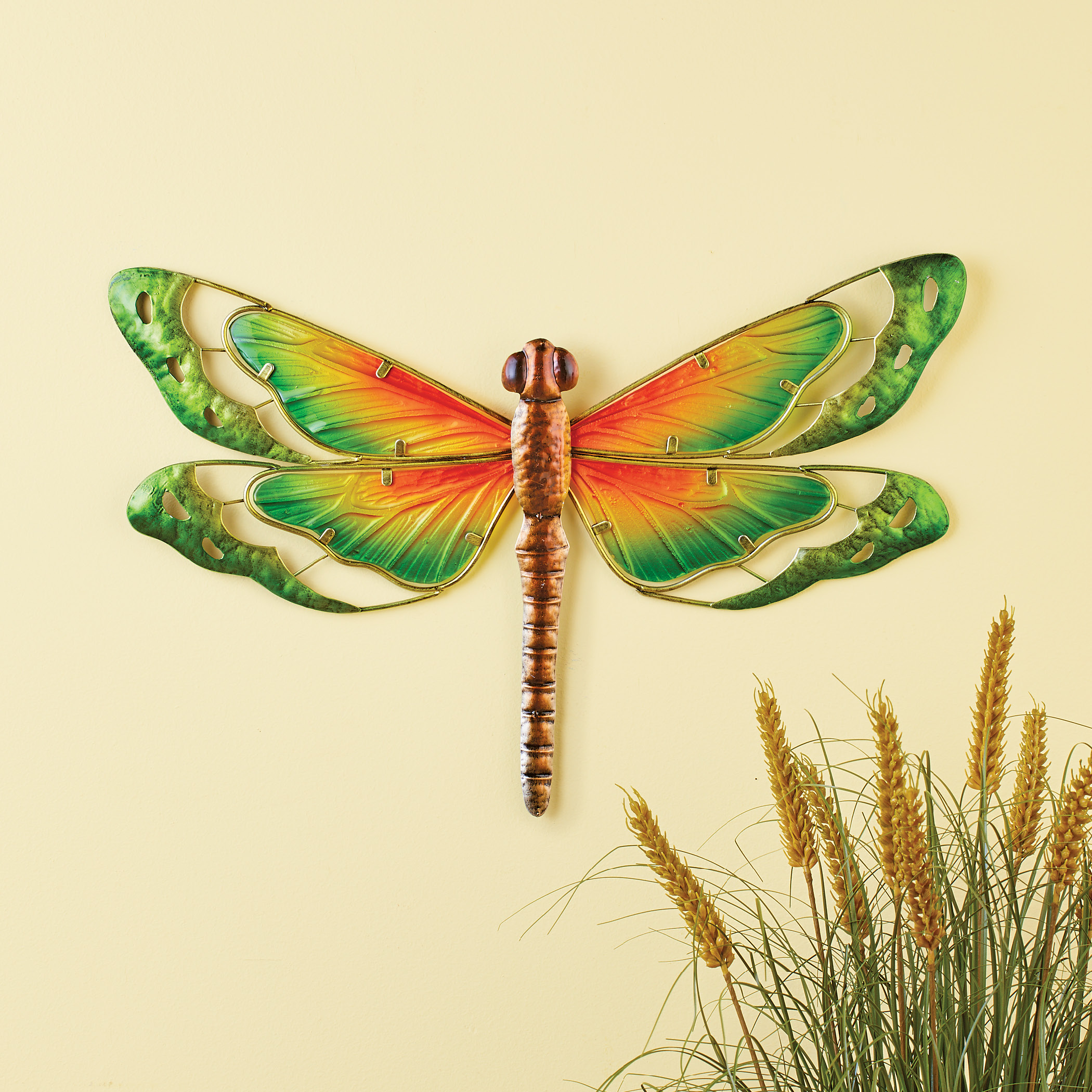 Colorful Glass Dragonfly Wall Art