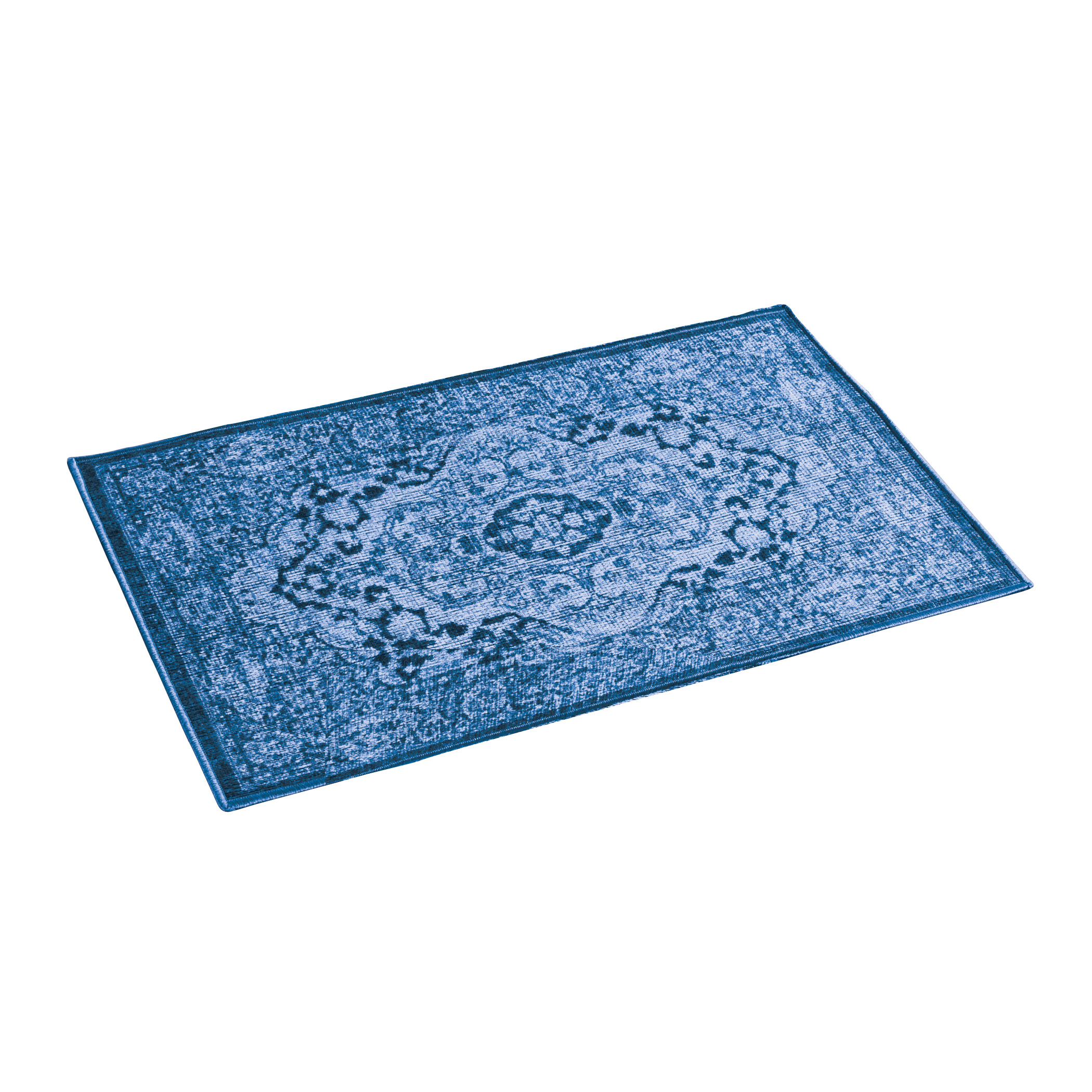 Classic Medallion Design Accent Rug with Skid-Resistant Backing - Perfect for Any Room in Home, Blue, 26" X 45"