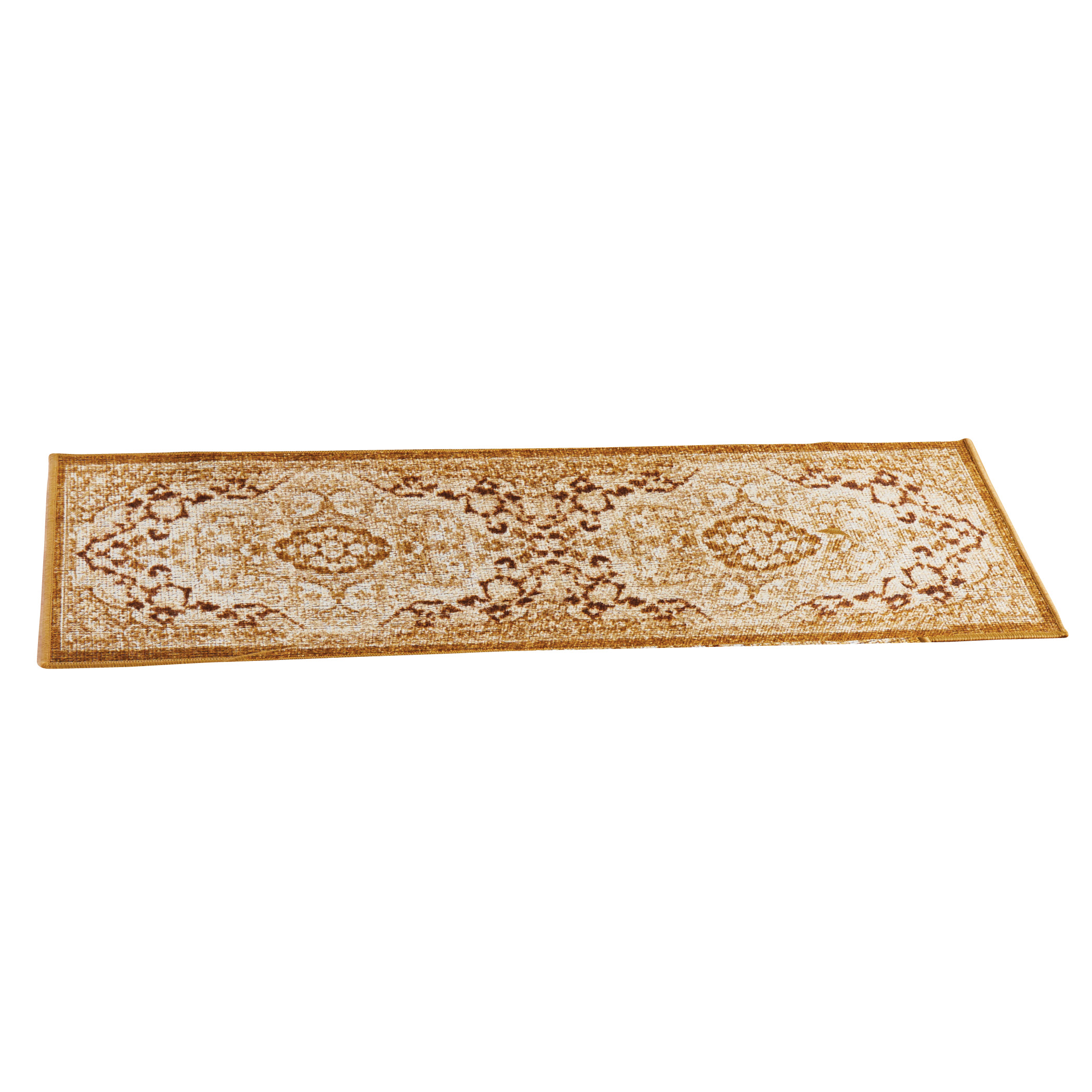 Classic Medallion Design Accent Rug with Skid-Resist Backing - Perfect for Any Room in Home, Tan, 20" X 59"