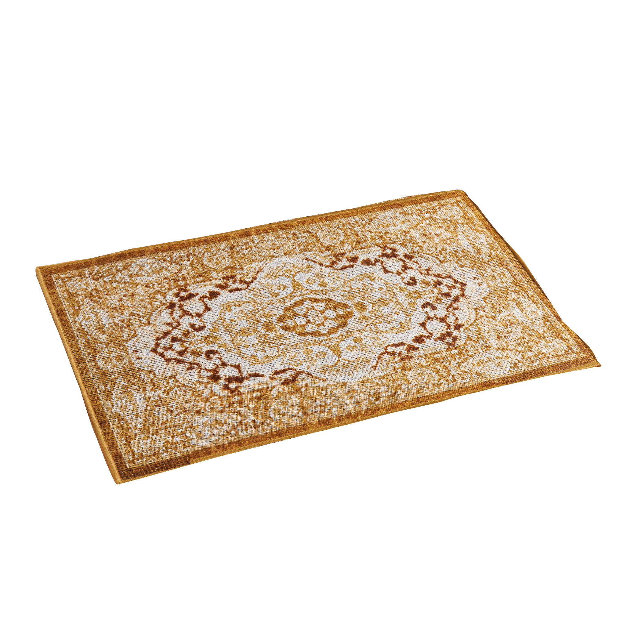 Classic Medallion Design Accent Rug with Skid-Resist Backing - Perfect for Any Room in Home, Tan, 26" X 45"