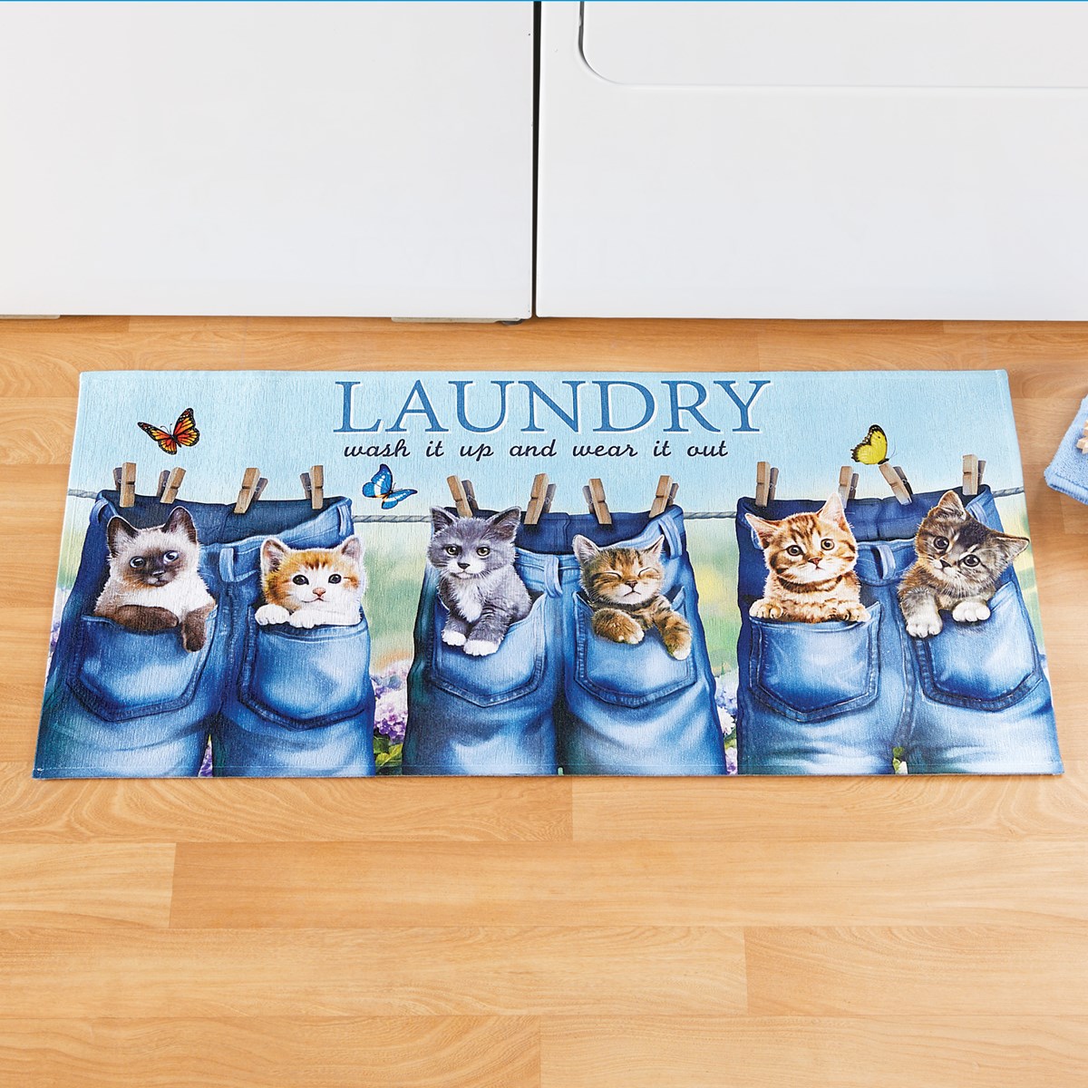 Cat Laundry Runner Rug with SkidResistant Backing Collections Etc.