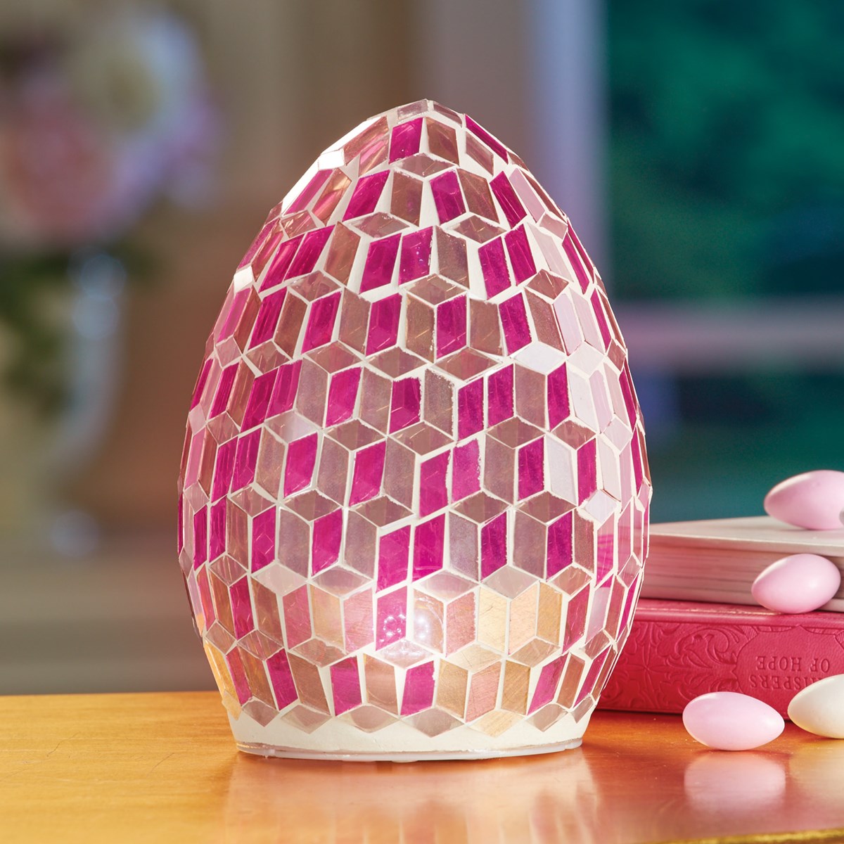 Lighted Mosaic Glass Egg Tabletop Accent Collections Etc.