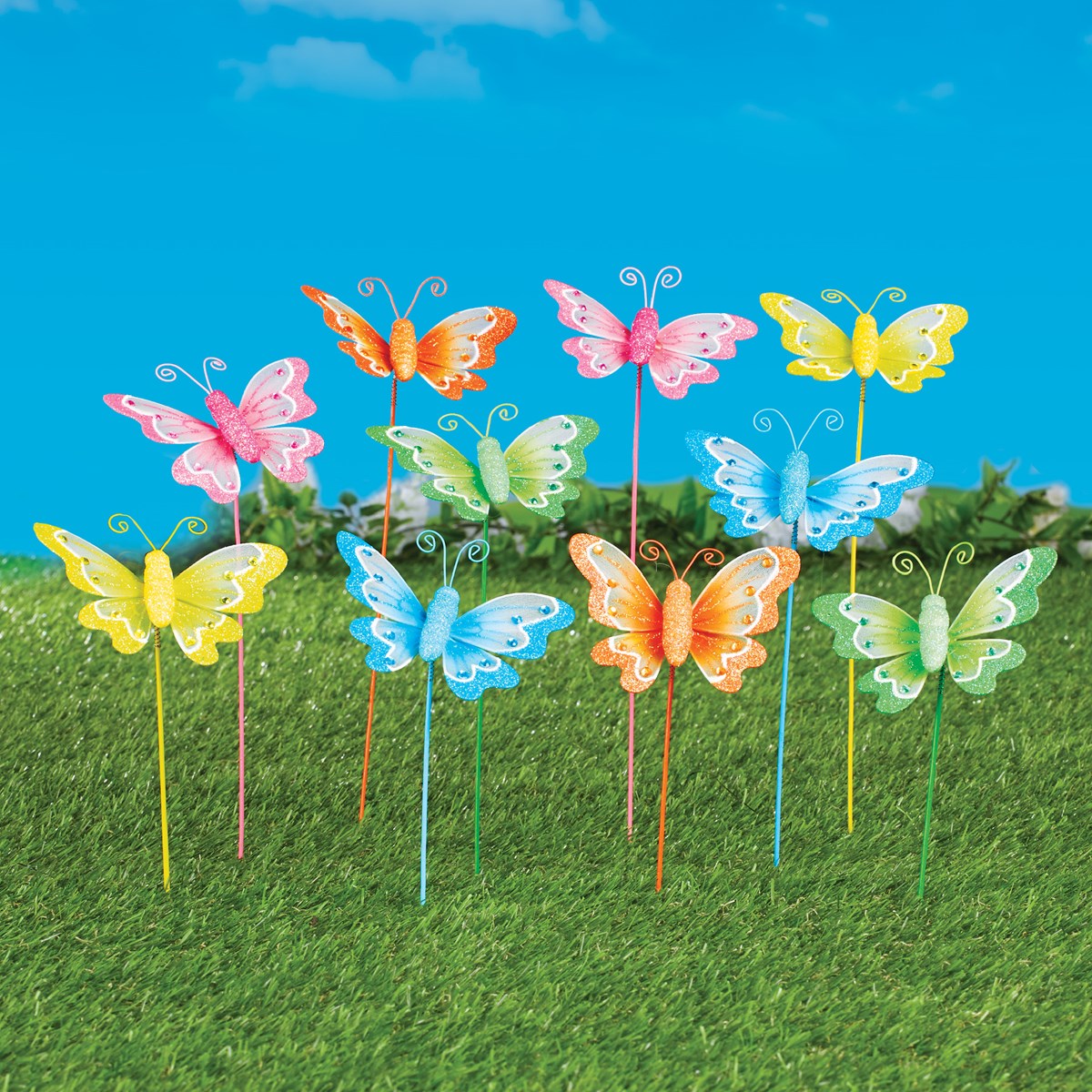 Sparkling Butterfly Garden Stakes Set of 10 Collections Etc.