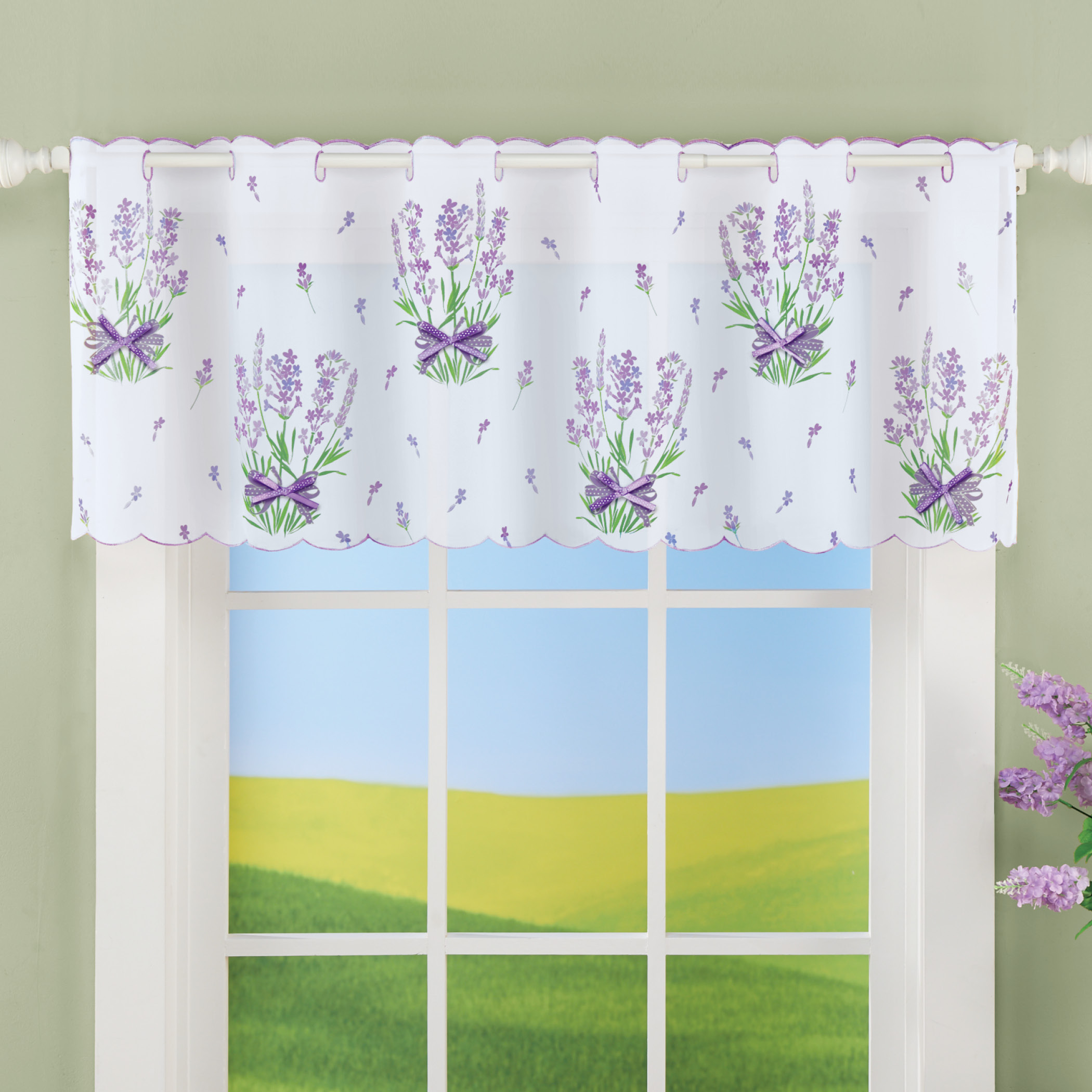 Lovely Lavender Floral Bouquet Window Valance eBay