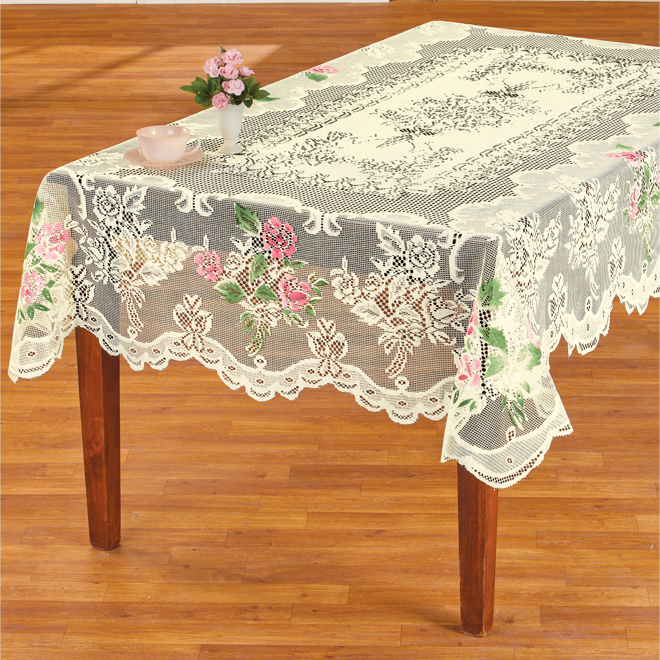 Elegant Floral Lace Tablecloth - Picture 7 of 7