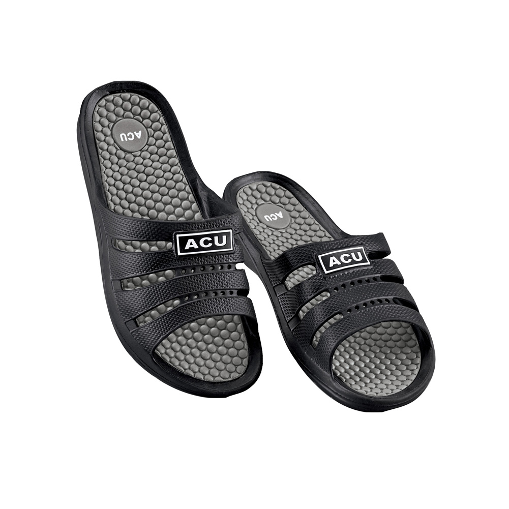 Men's Lightweight Massaging Comfort Waterproof Slides - Helps Enhance Circulation in Feet for Indoor and Outdoor Use, Black, 9