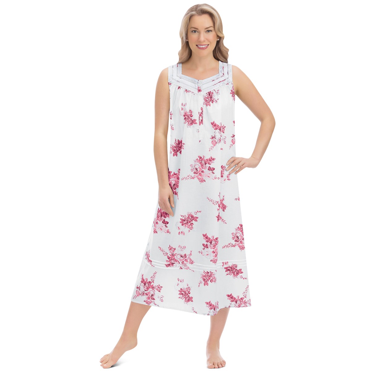 Floral Lace Trim Comfortable Cotton Nightgown Collections Etc.